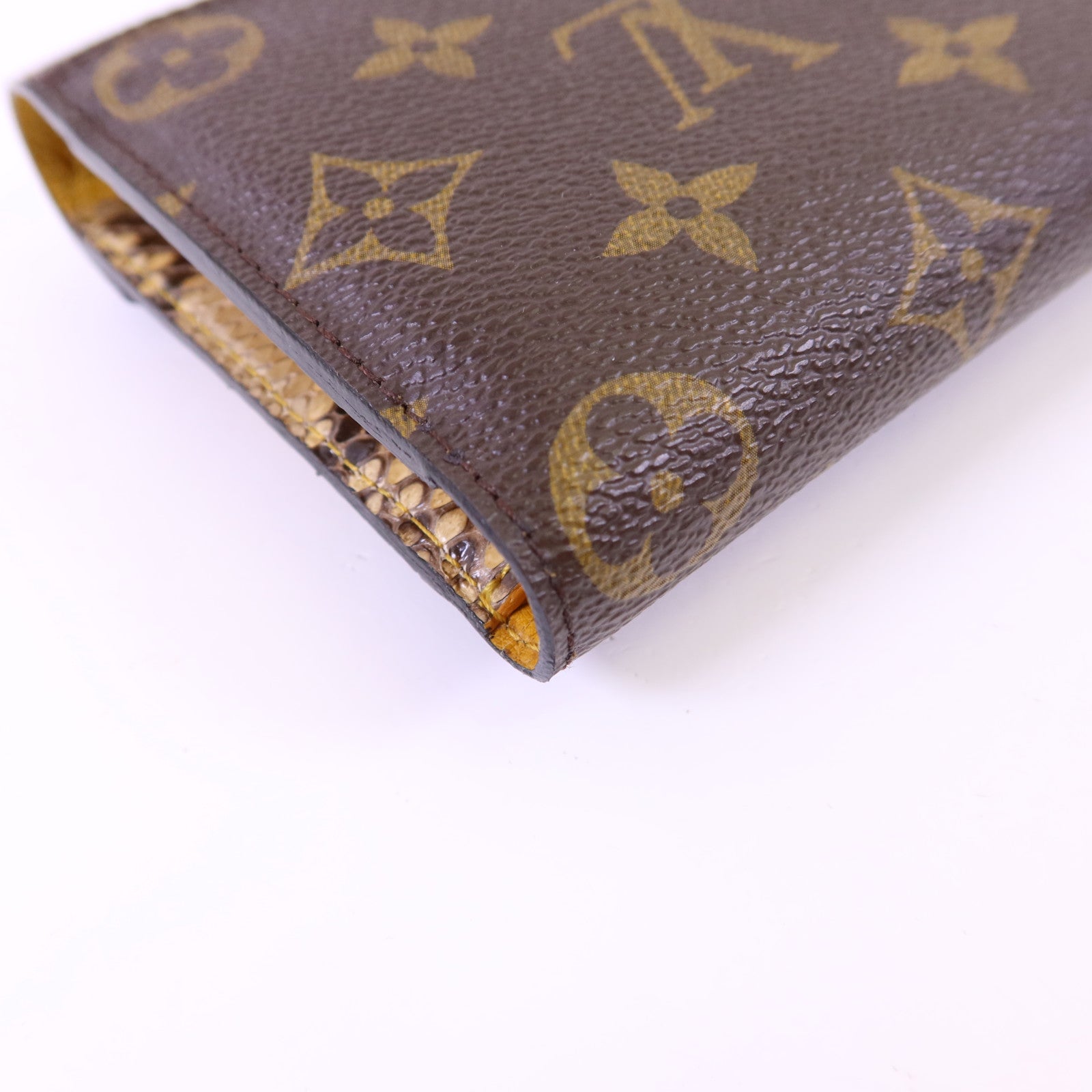LOUIS VUITTON 蛇皮皮革/蜥蝪皮革/鴕鳥皮革/Monogram Long Trifold Wallet金扣長錢包