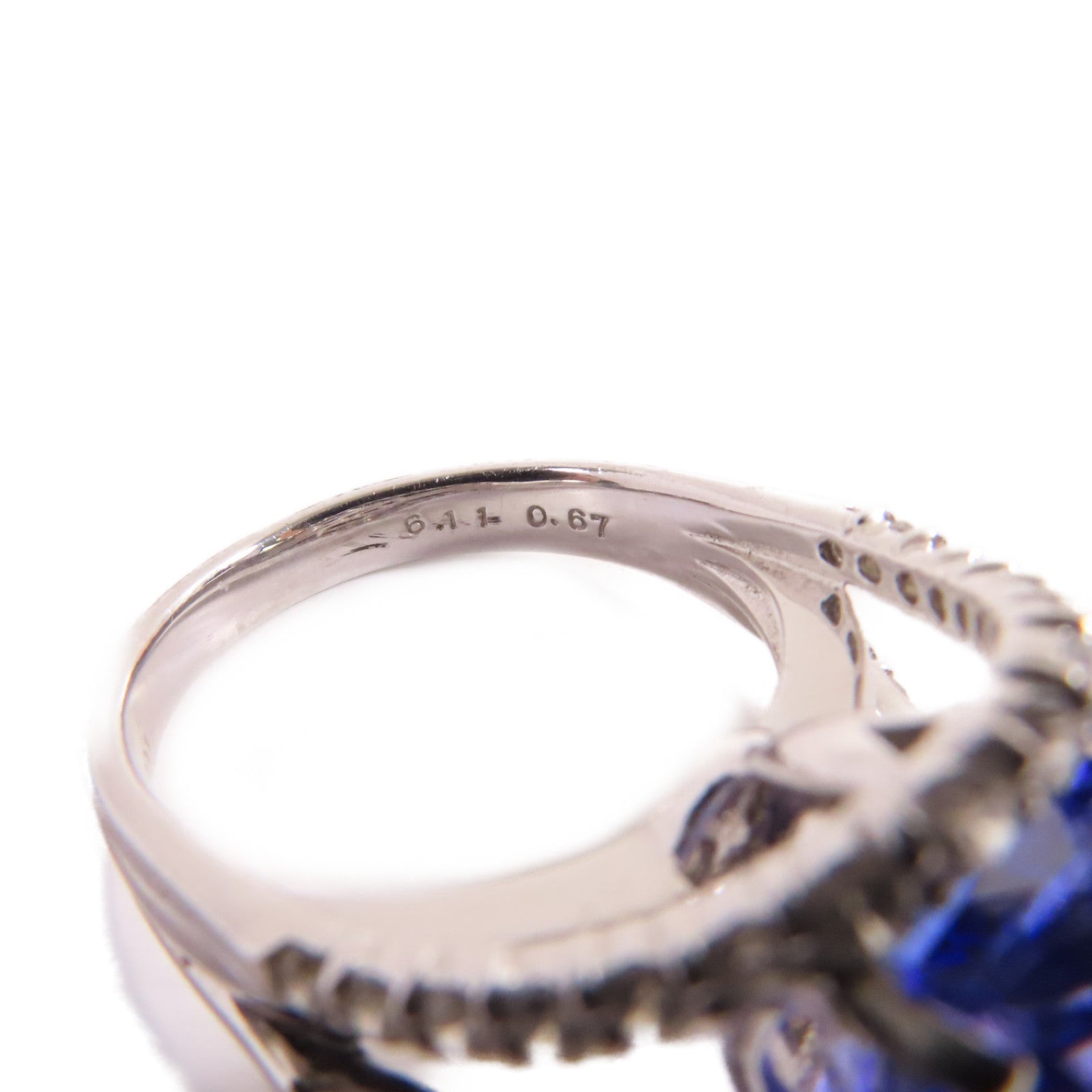 JEWELRY PT900鉑金/6.11ct坦桑石/0.67ct鑚石Tanzanite Diamond Ring戒指US#5.5
