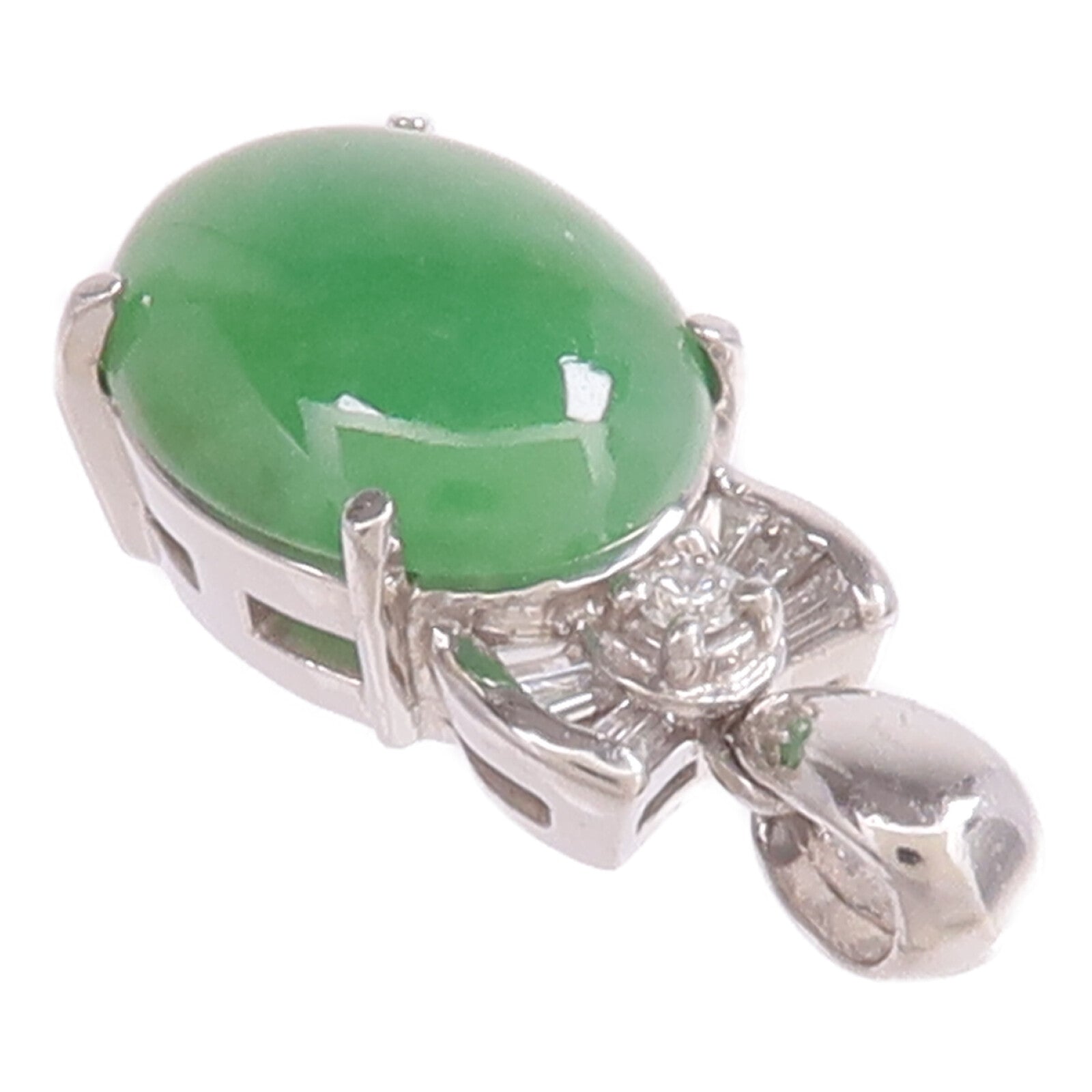 JEWELRY 【激減優惠】PT900鉑金Jade Diamond Pendant Top翡翠/鑽石吊墜