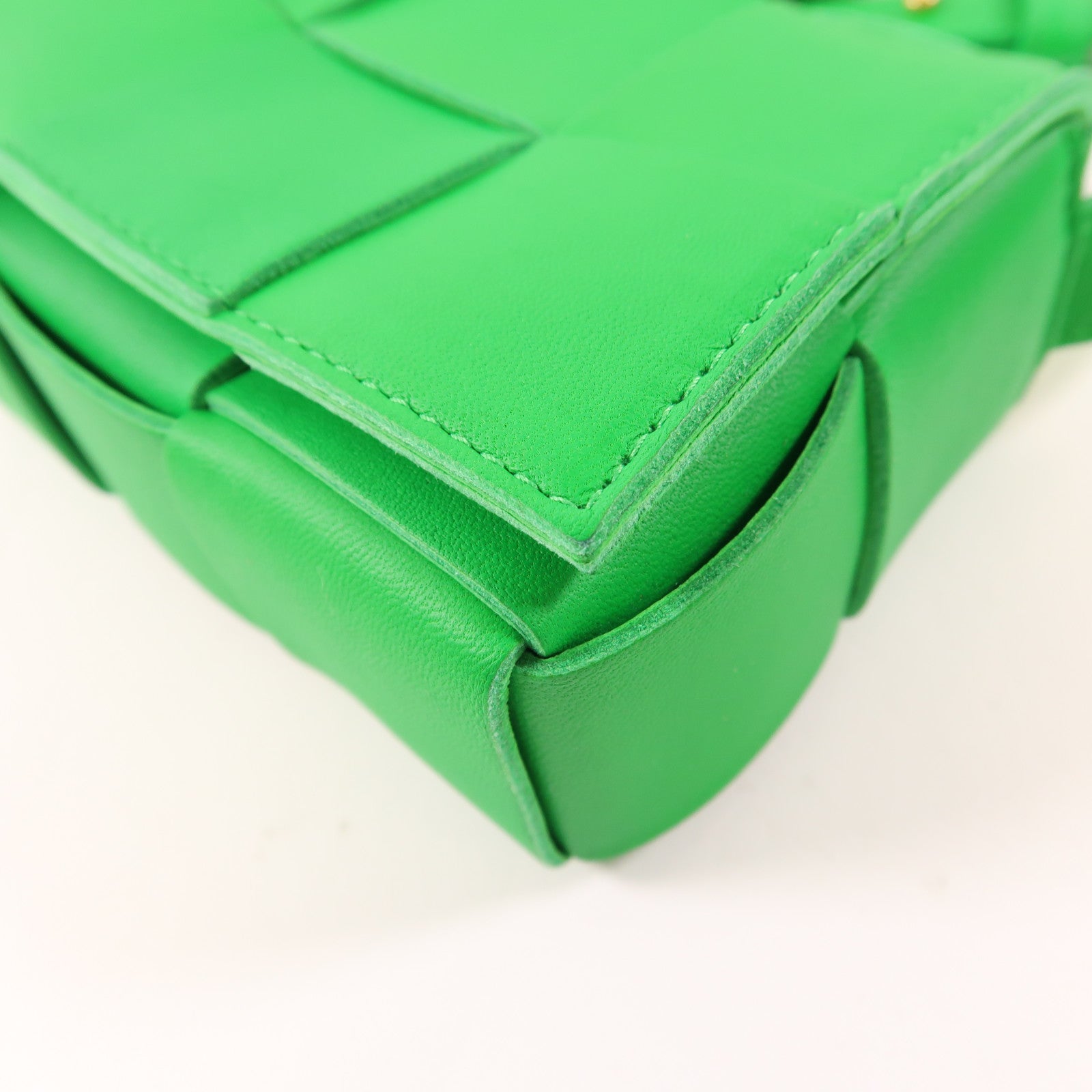 BOTTEGA VENETA BV GHW Mini Cassette Shoulder Bag Calfskin Leather Green