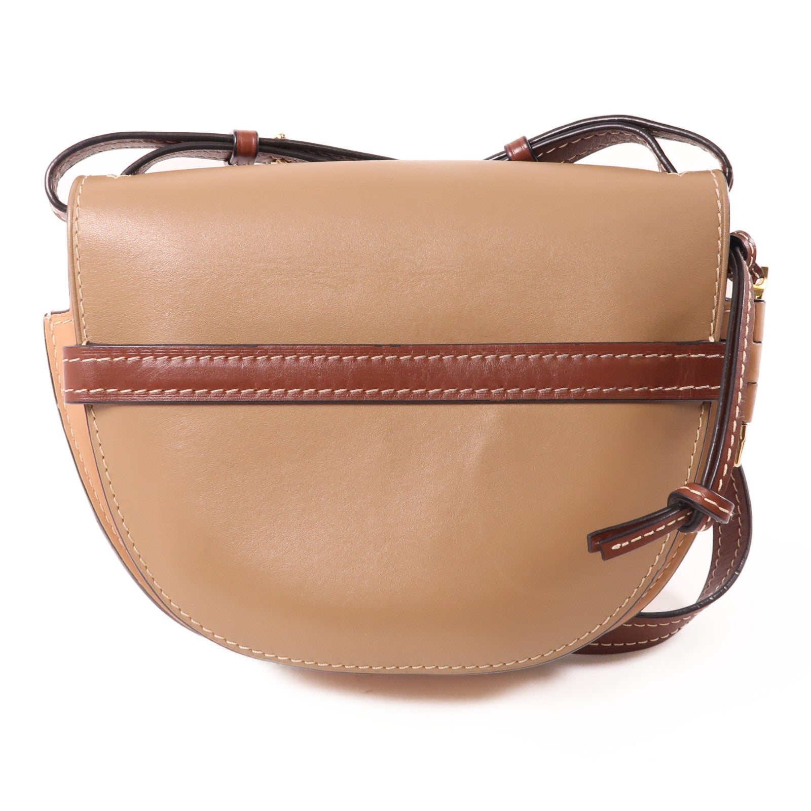 LOEWE 牛皮皮革Gate Shoulder Bag金扣肩背袋棕色