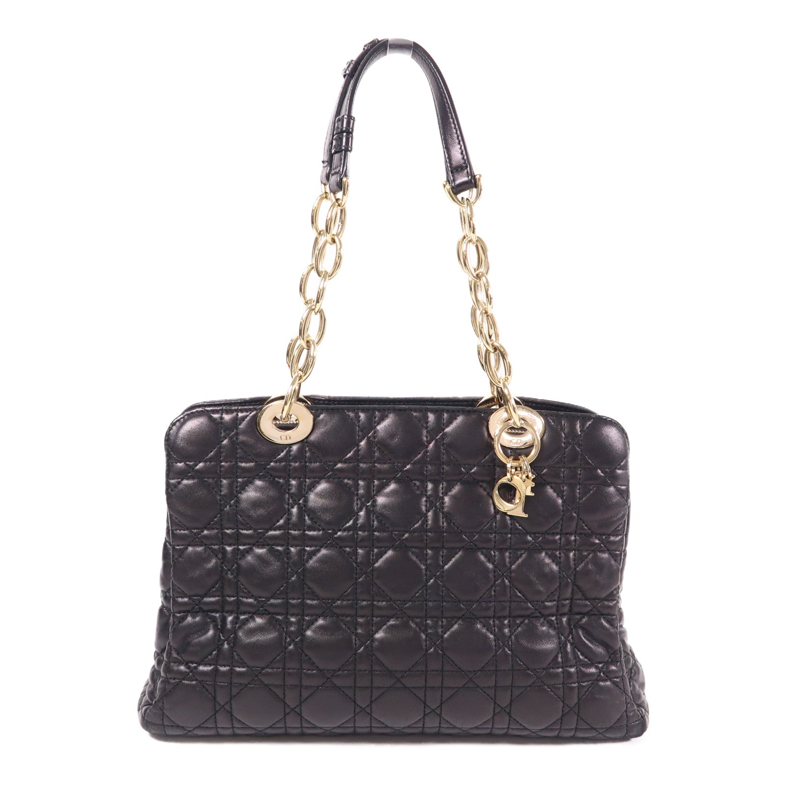 Dior 羊皮皮革Lady Dior Shopping Tote金扣鏈帶肩背袋