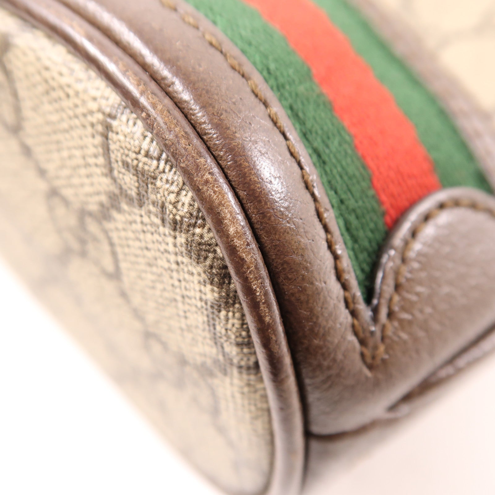 GUCCI 塗層帆布Ophidia GG金扣肩背袋棕色