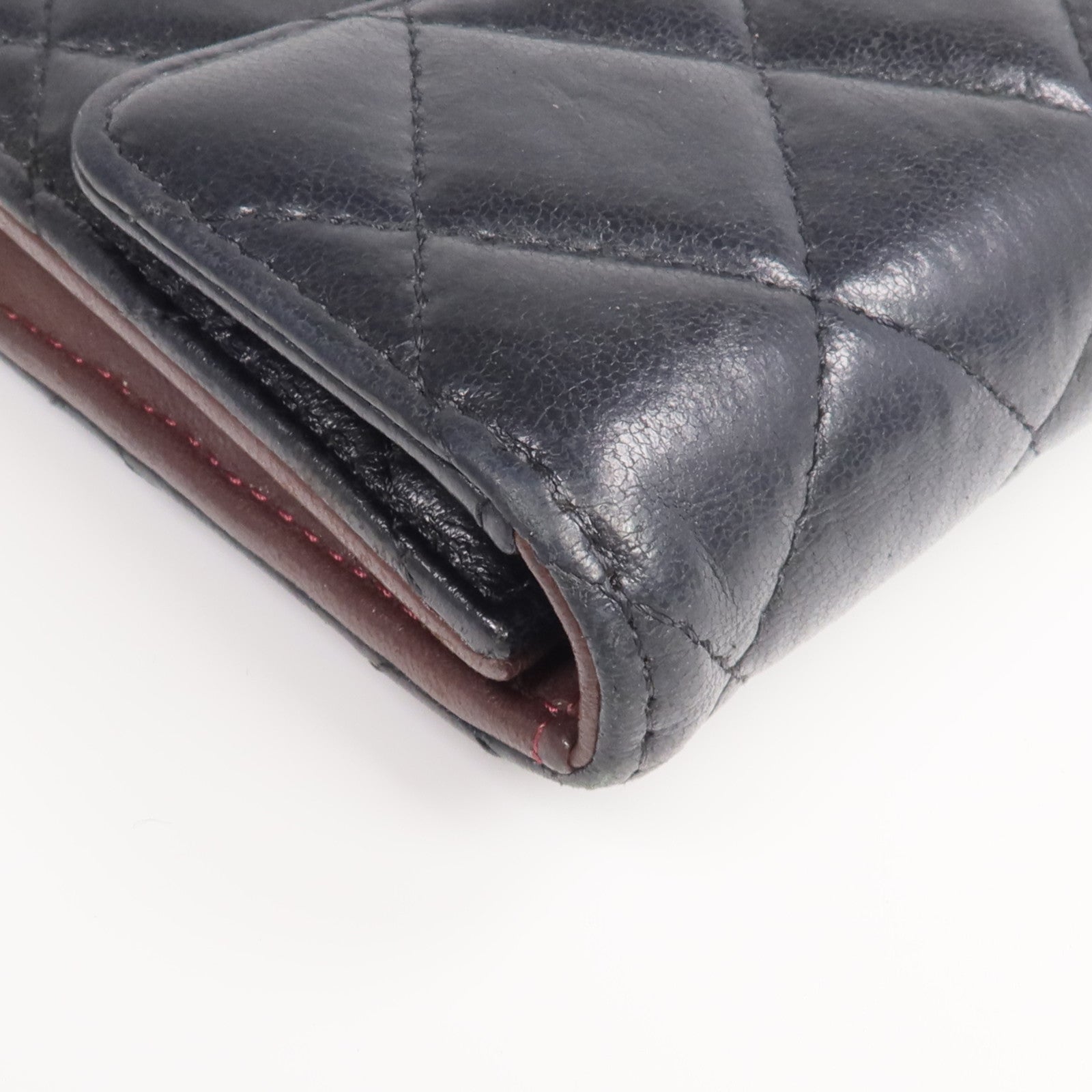 CHANEL 羊皮皮革Fold Wallet銀扣錢包