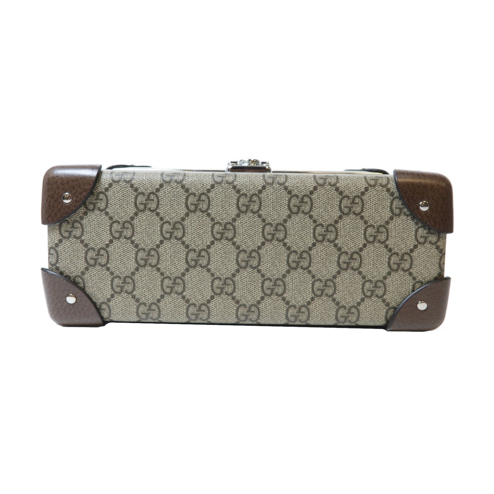 GUCCI GG帆布Globe-Trotter GG Beauty Case銀扣手挽肩背兩用袋/化妝箱啡色