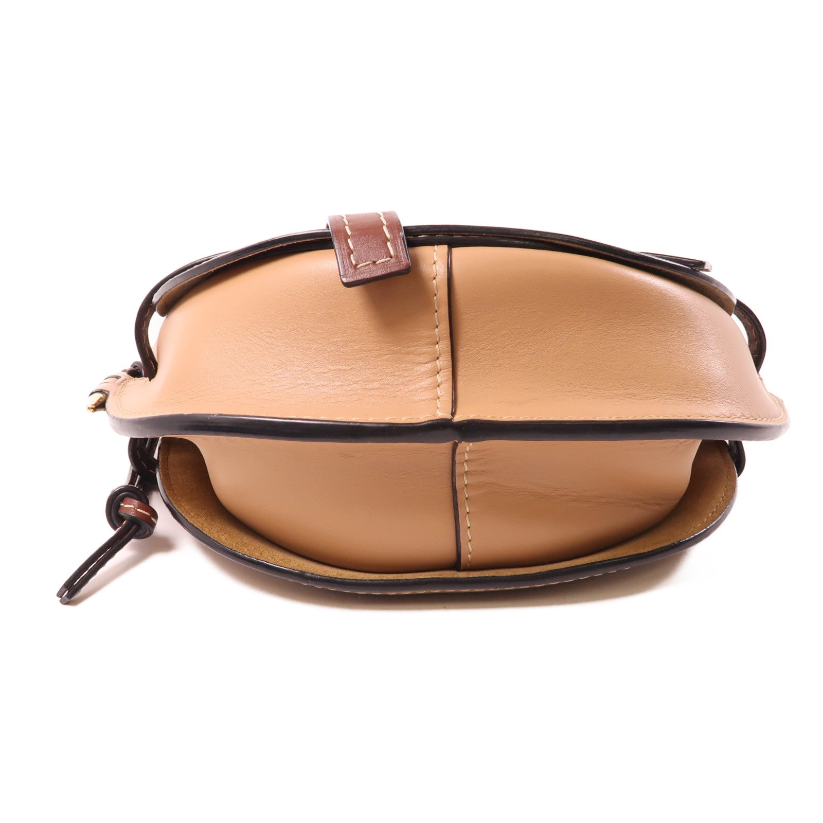 LOEWE 牛皮皮革Gate Shoulder Bag金扣肩背袋棕色