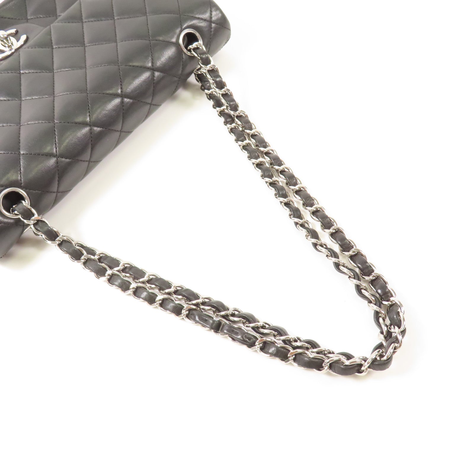 CHANEL 羊皮皮革Classic 25銀扣鏈帶肩背袋
