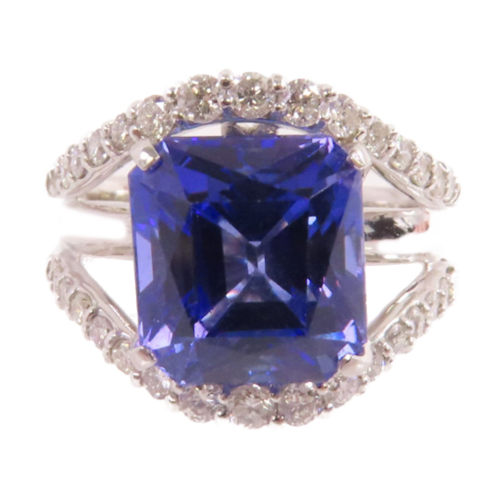 JEWELRY PT900鉑金/6.11ct坦桑石/0.67ct鑚石Tanzanite Diamond Ring戒指US#5.5