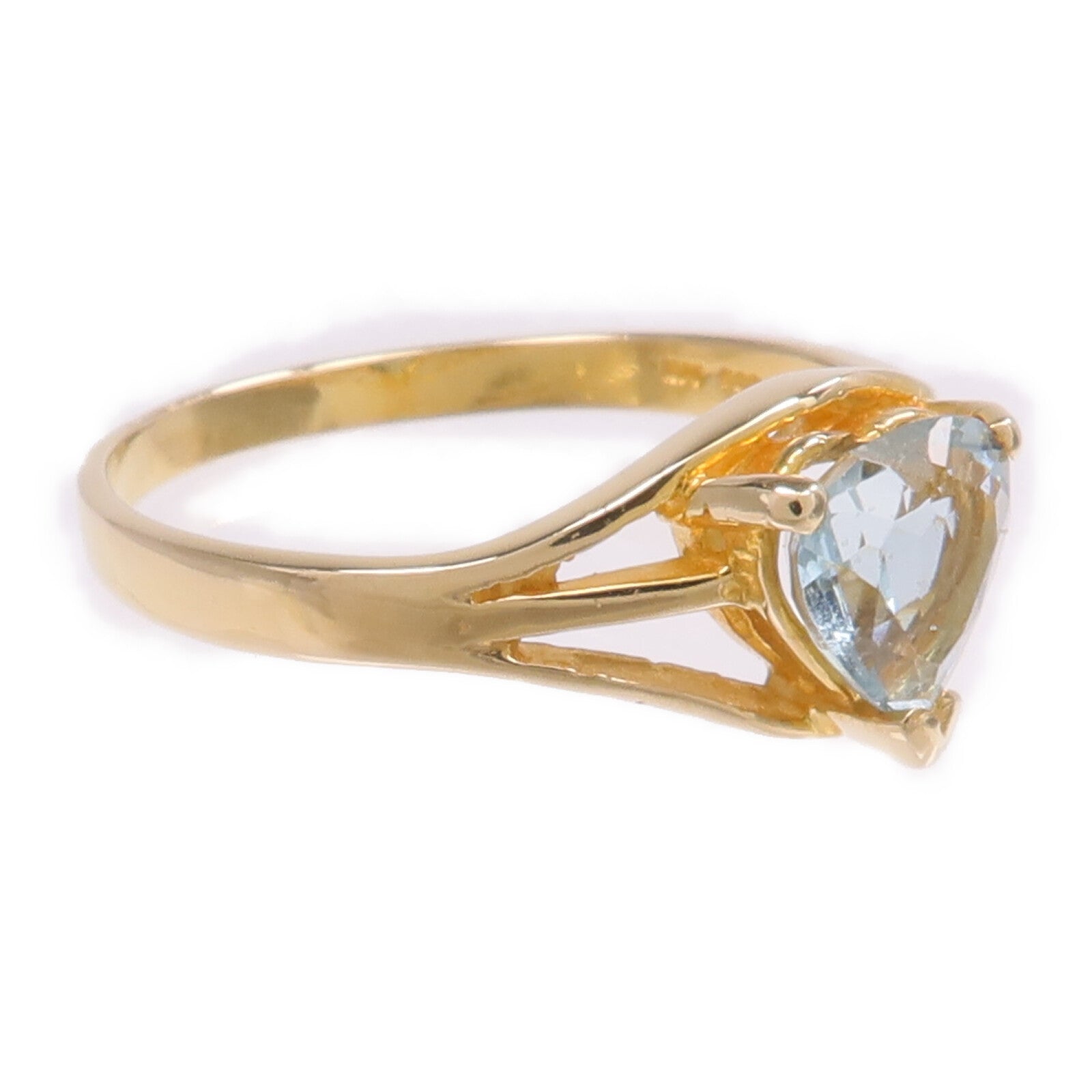JEWELRY 【激減優惠】14K黃金Aquamarine Ring藍晶戒指US#6
