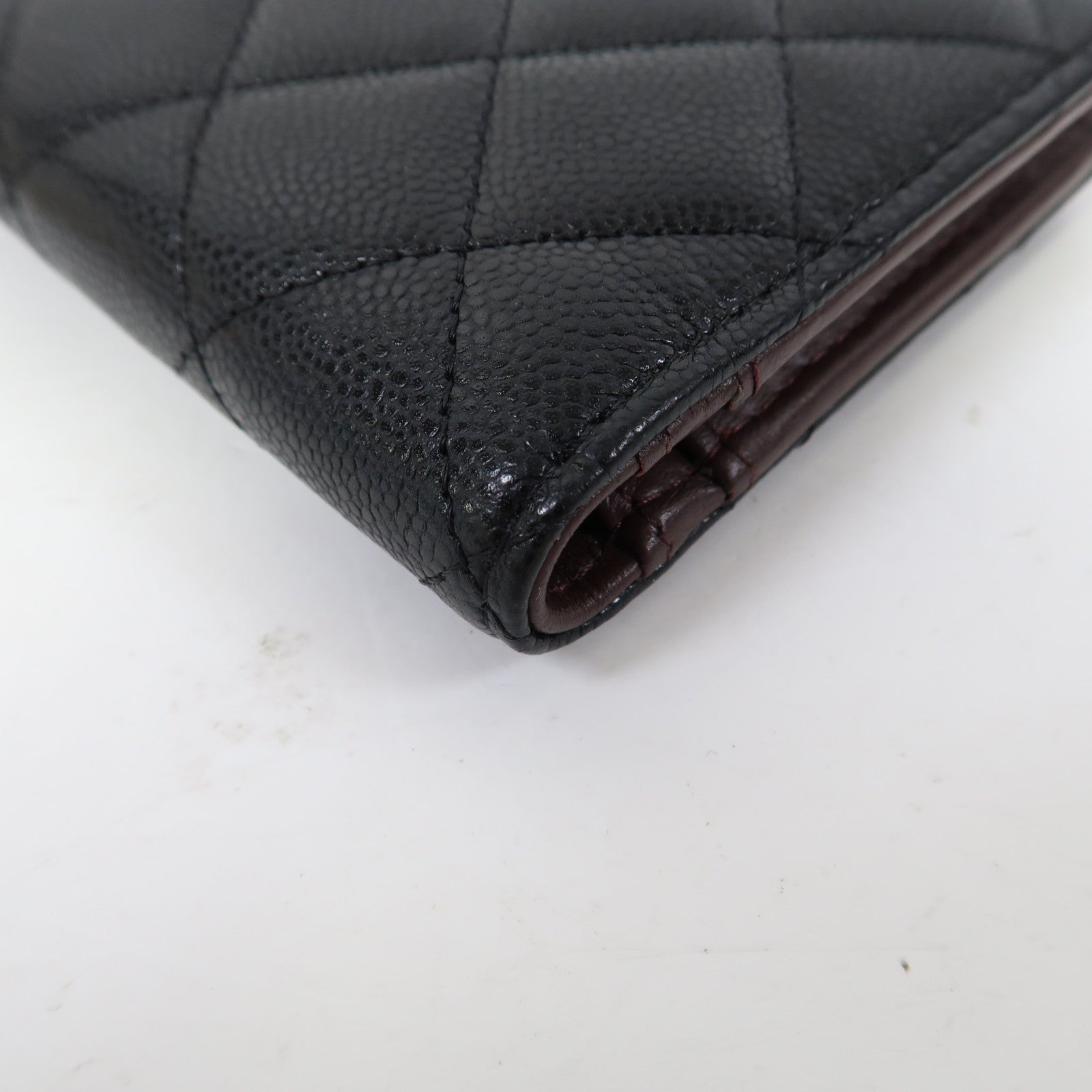 CHANEL 菱格Caviar皮革Wallet金扣錢包黑色