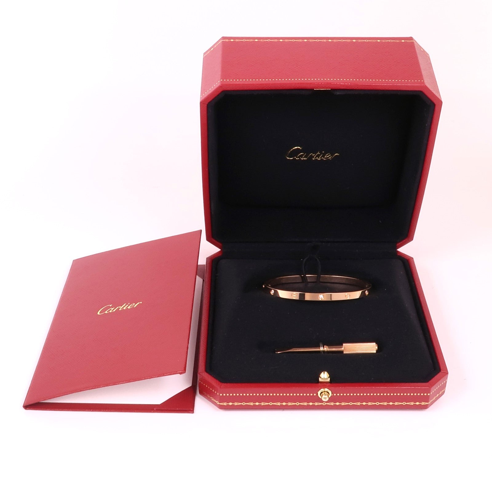 CARTIER 18K玫瑰金Love Bracelet Small Model 6 Diamonds鑽石手鐲Cartier#16