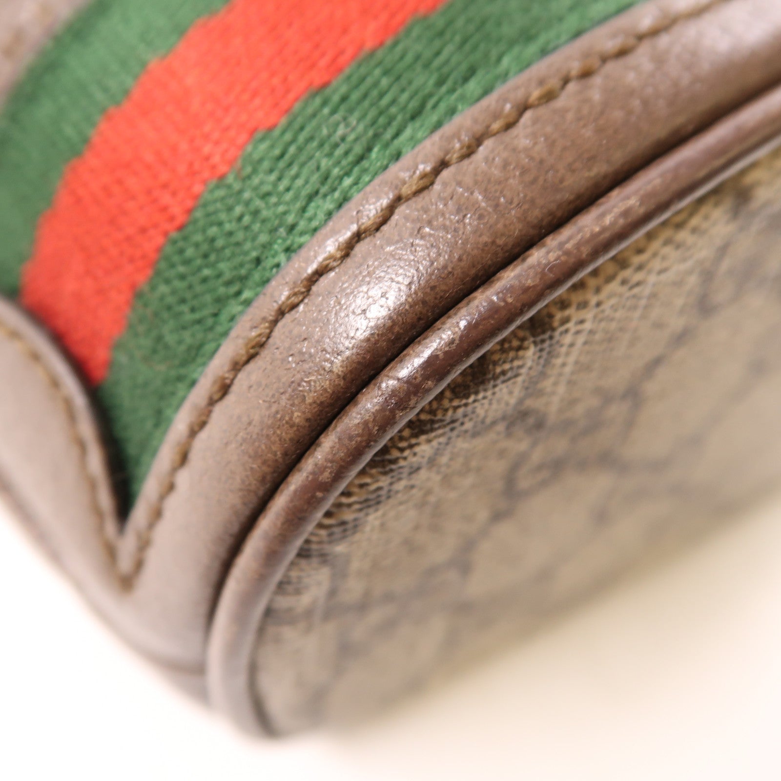 GUCCI 塗層帆布Ophidia GG金扣肩背袋棕色