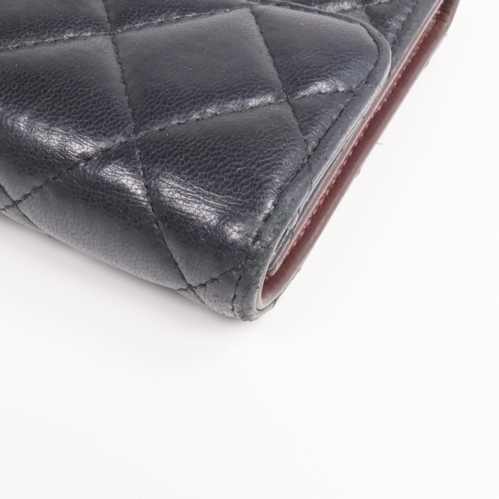 CHANEL 羊皮皮革Fold Wallet銀扣錢包