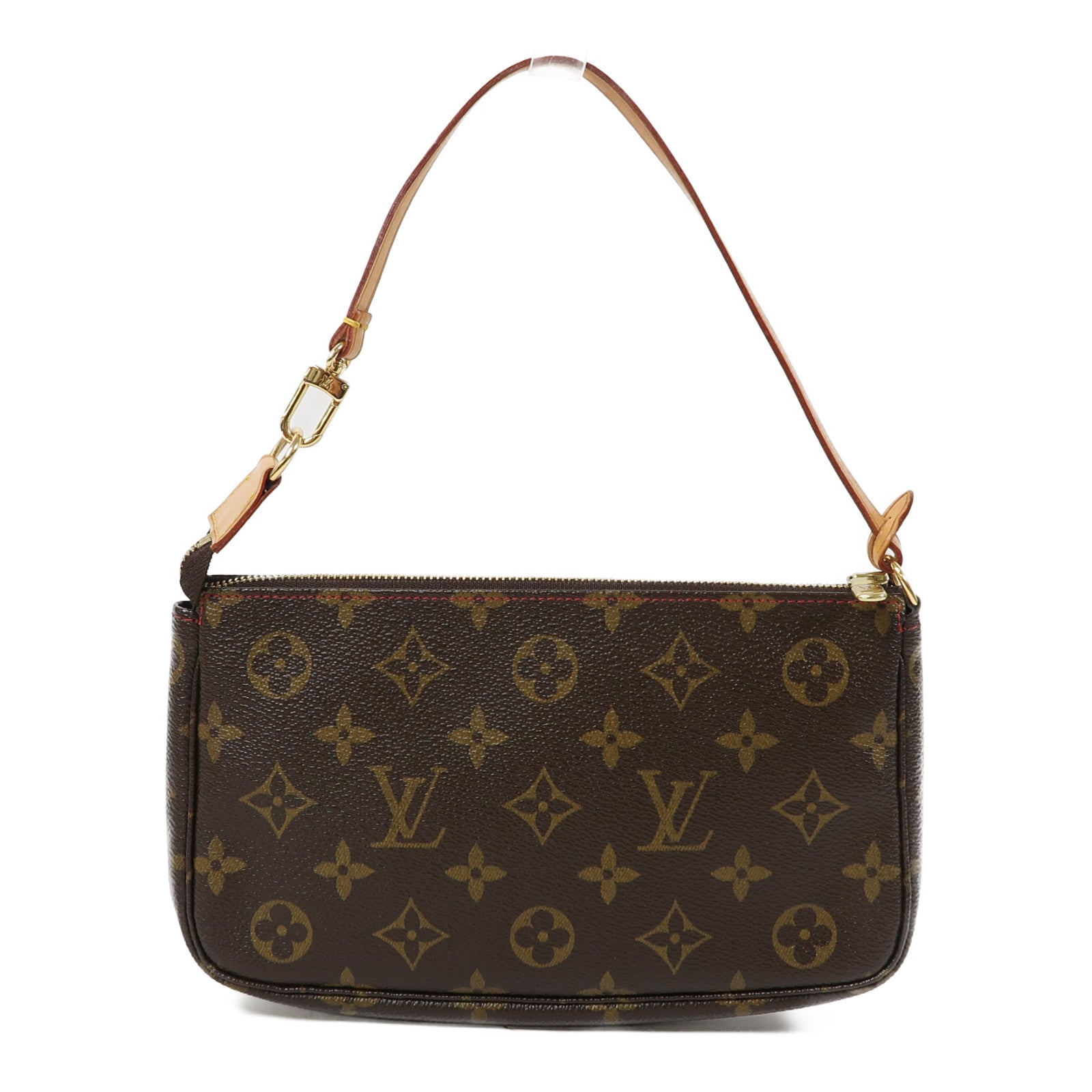 LOUIS VUITTON Monogram Pochette Accessoires金扣手挽袋啡色