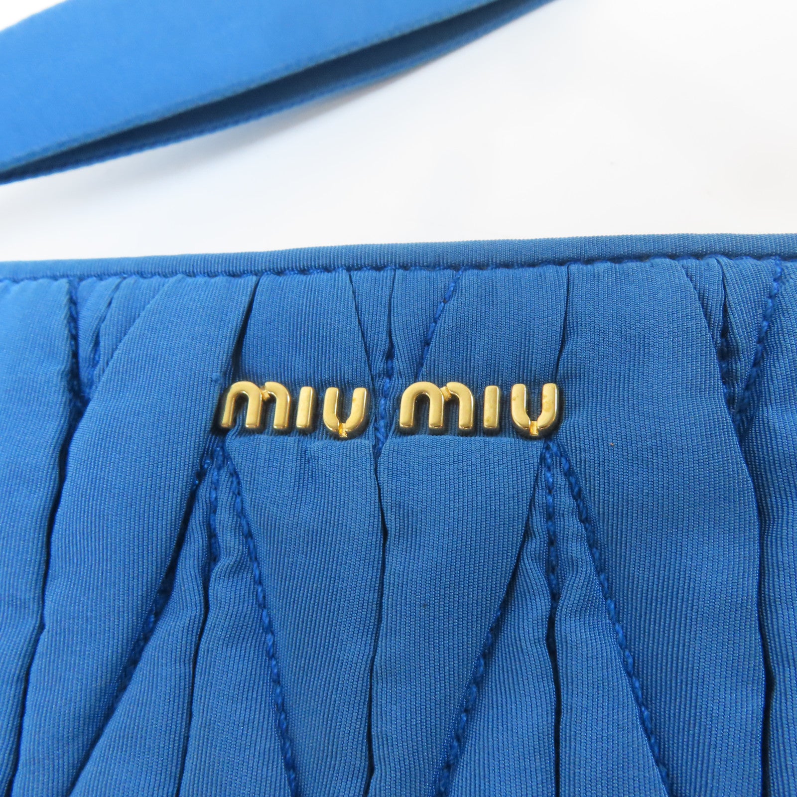 Miu Miu 帆布Pouch金扣手拿包藍色