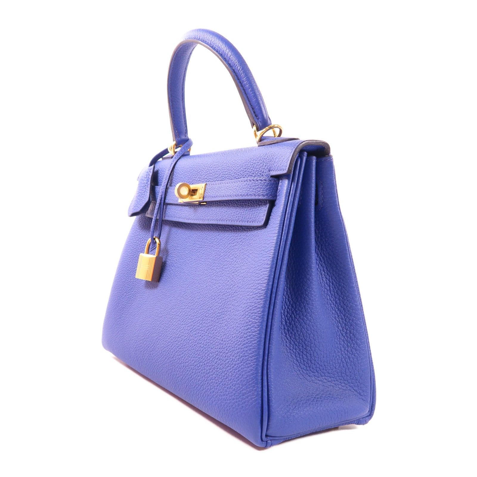 HERMES Togo皮革Kelly 25金扣手挽肩背兩用袋Bleu Royal