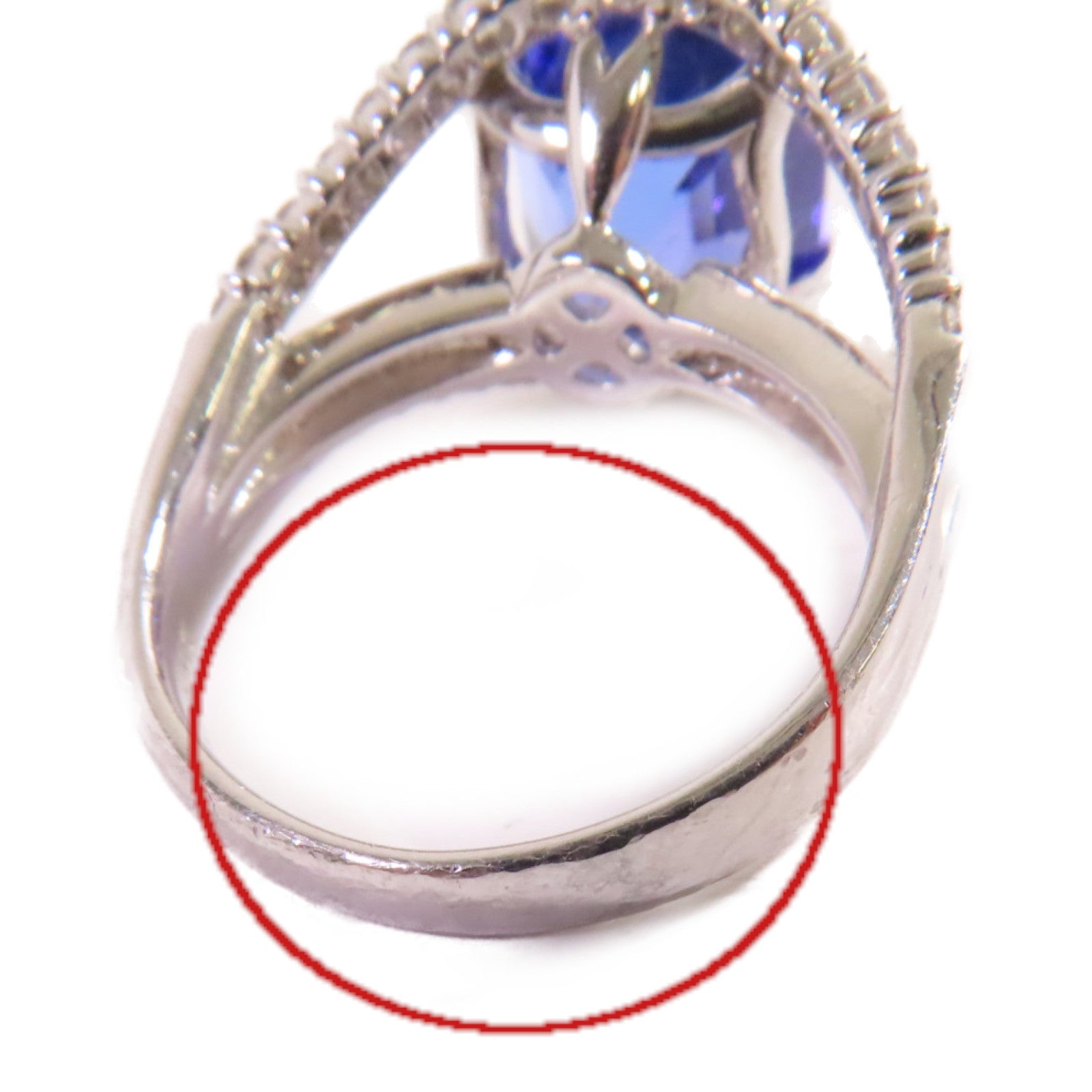 JEWELRY PT900鉑金/6.11ct坦桑石/0.67ct鑚石Tanzanite Diamond Ring戒指US#5.5