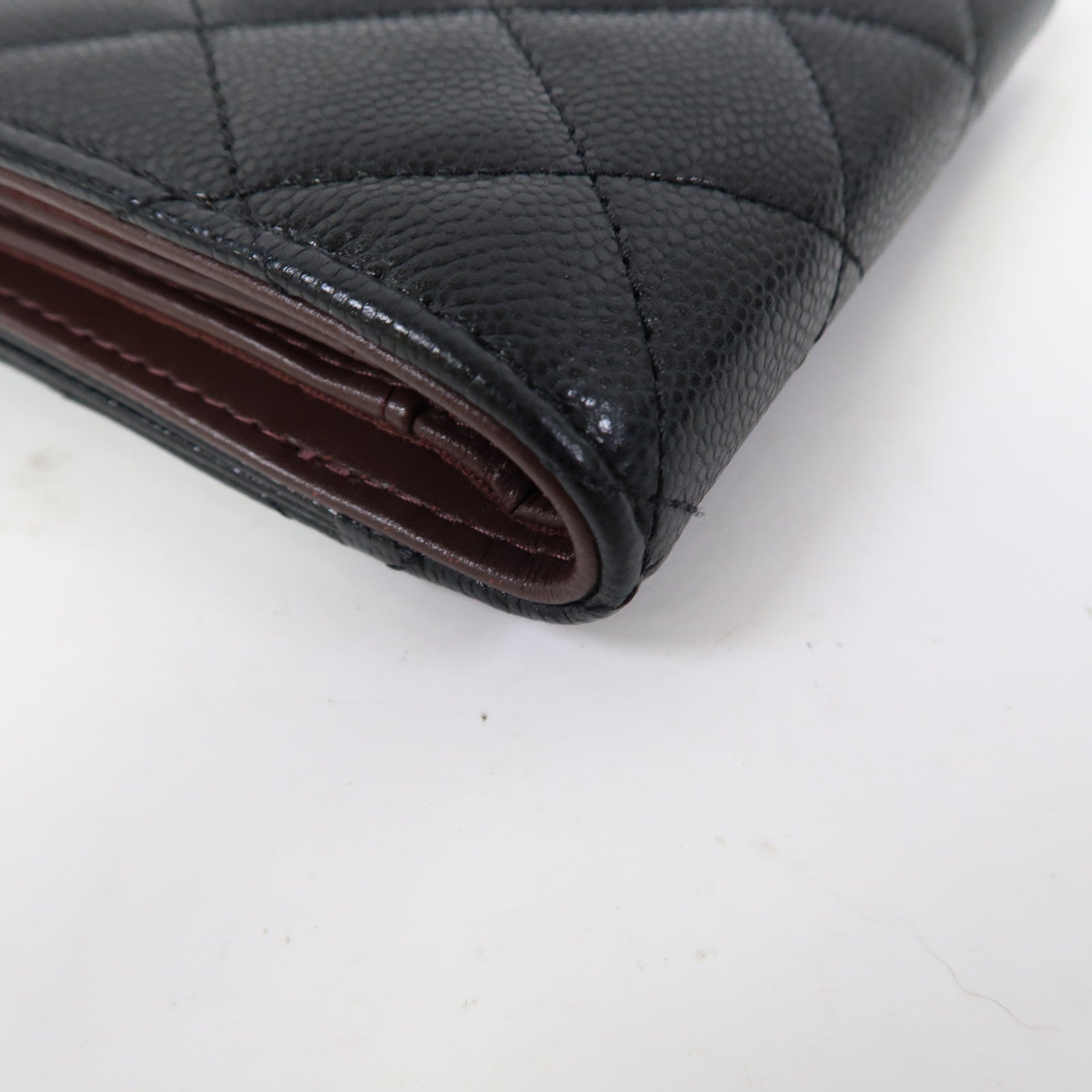 CHANEL 菱格Caviar皮革Wallet金扣錢包黑色