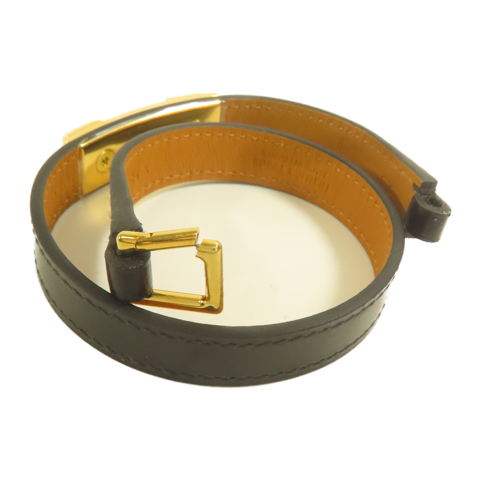 HERMES 皮革CDC Bracelet XS金扣手帶Noir