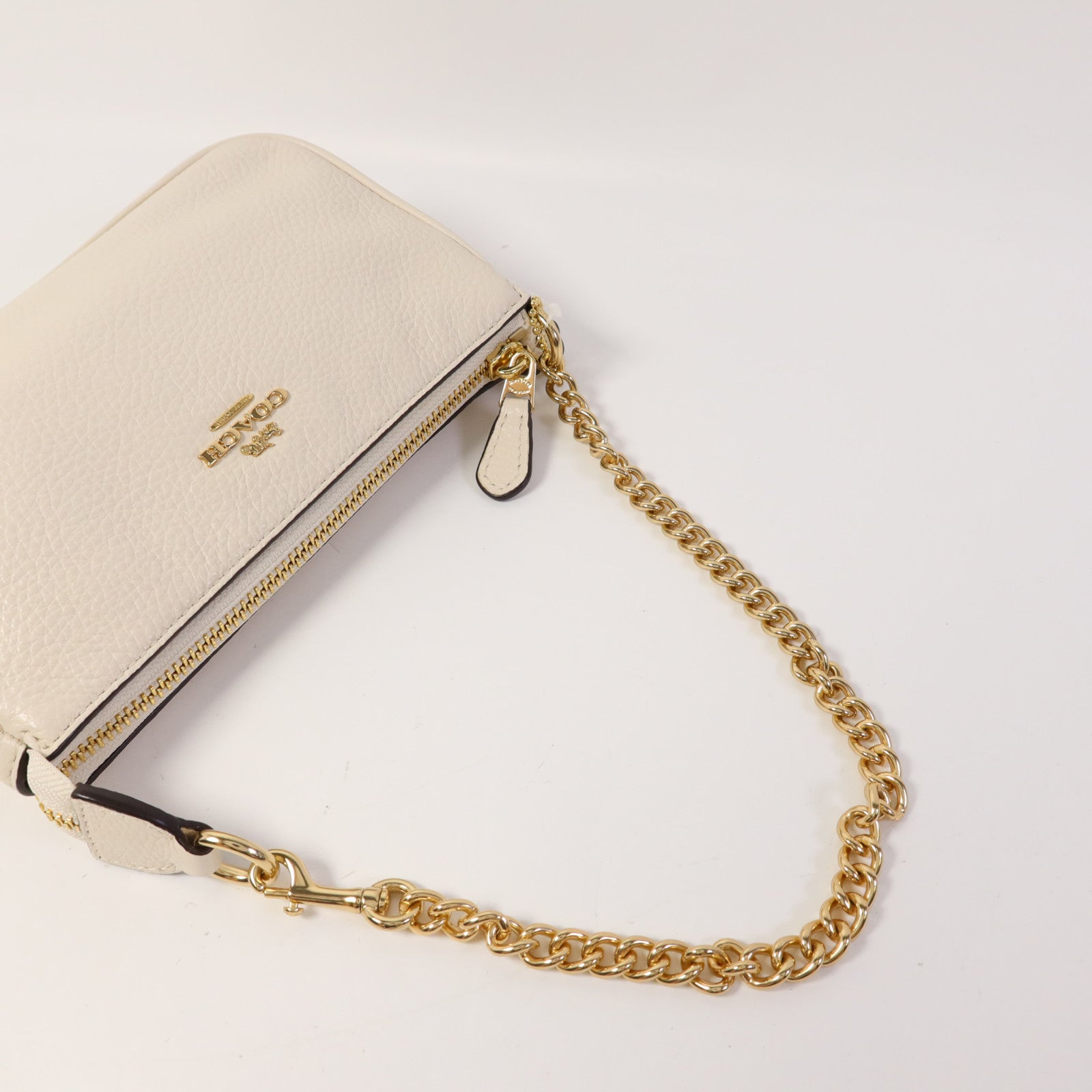 COACH 牛皮皮革Handbag金扣手挽袋