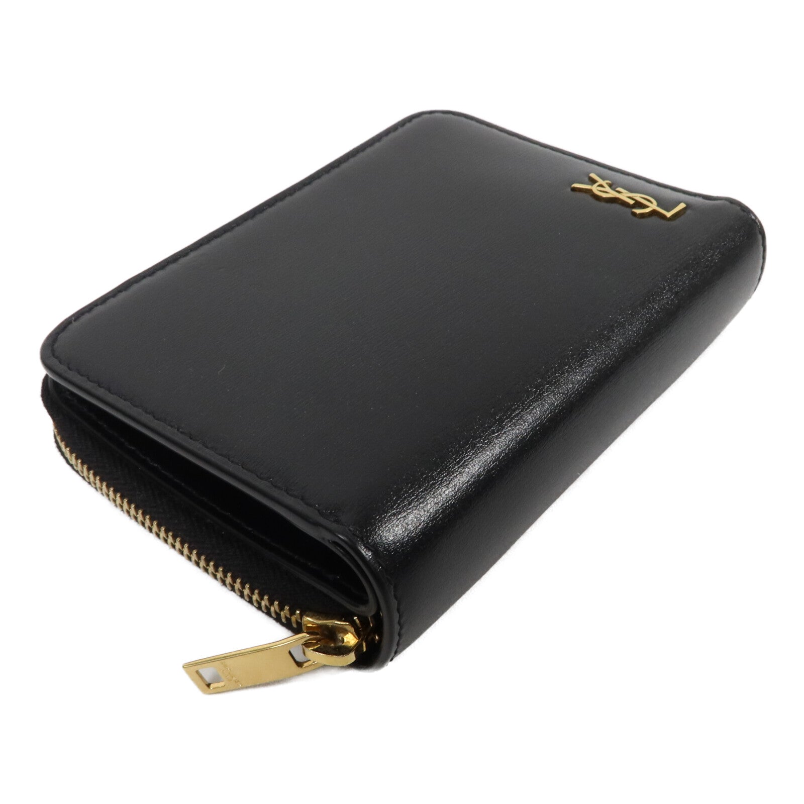 SAINT LAURENT 牛皮皮革Tiny Cassandre Zip Wallet錢包