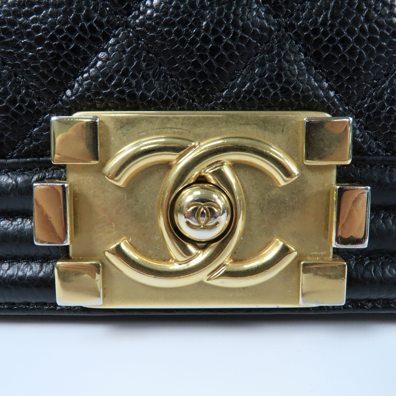 CHANEL 牛皮皮革Boy 25金扣鏈帶肩背袋