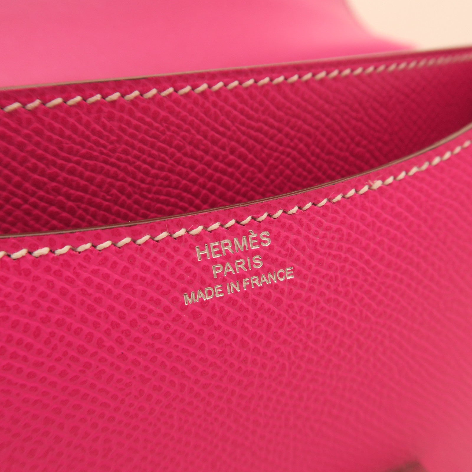 HERMES Epsom Leather Constance Mini Gold Buckle Shoulder Bag Rose