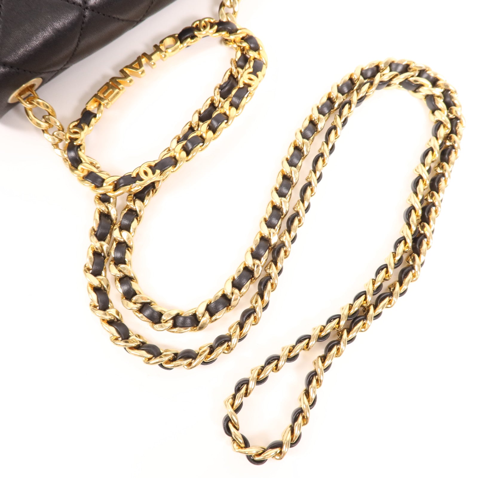 CHANEL 羊皮皮革Chain Shoulder金扣手挽肩背兩用袋