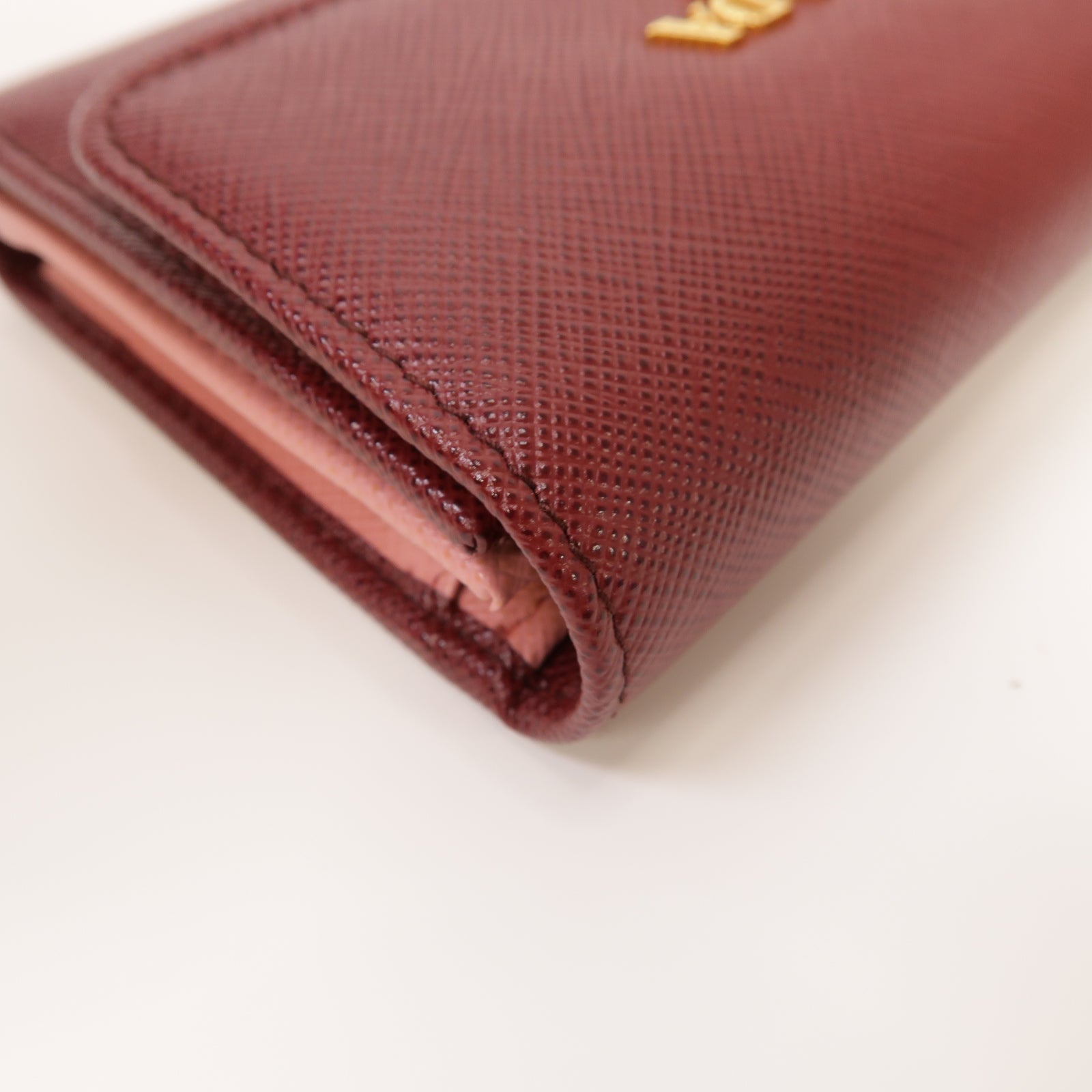 PRADA 牛皮皮革Wallet金扣錢包紅色