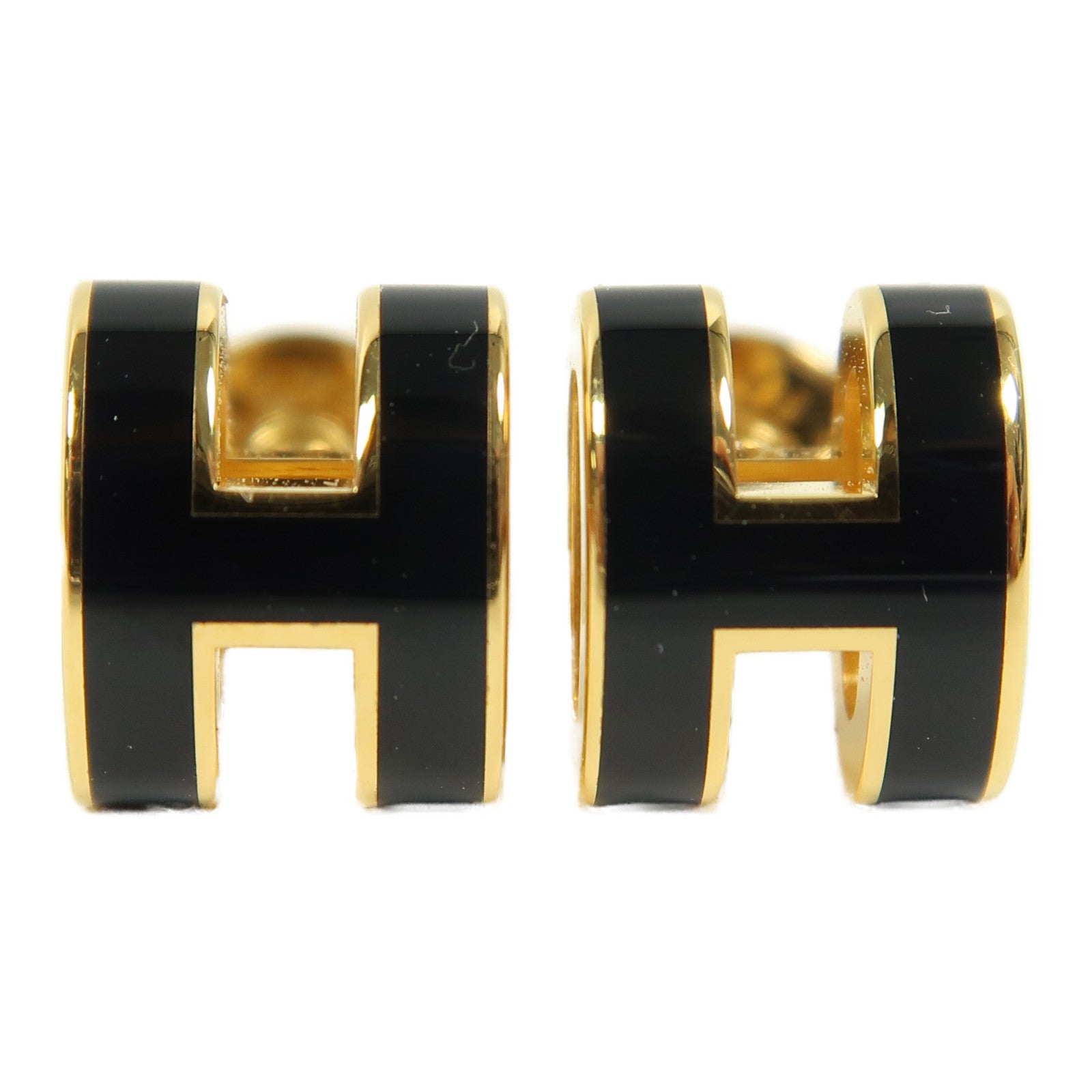 HERMES 金屬Mini Pop H Earrings耳環黑色/金色