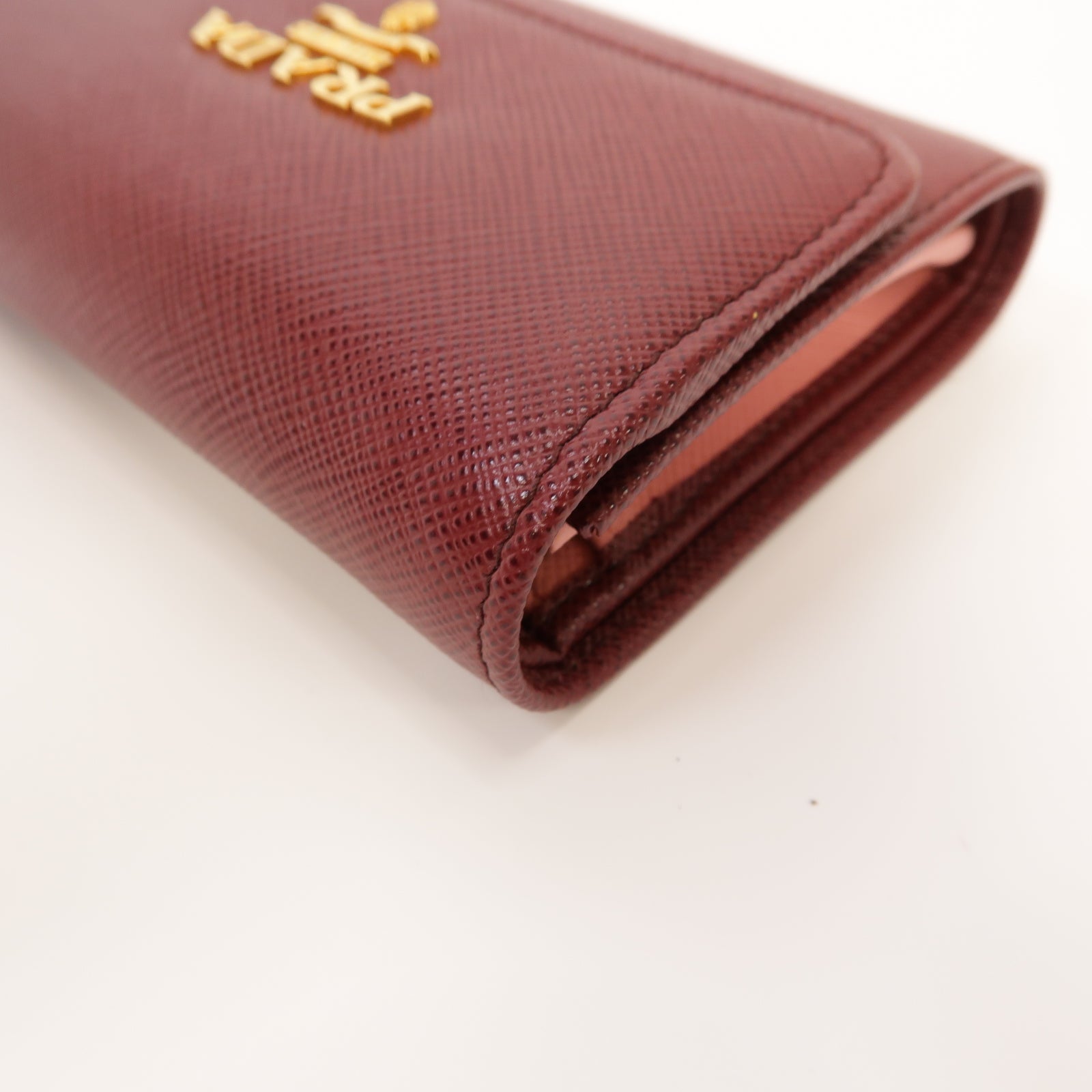 PRADA 牛皮皮革Wallet金扣錢包紅色