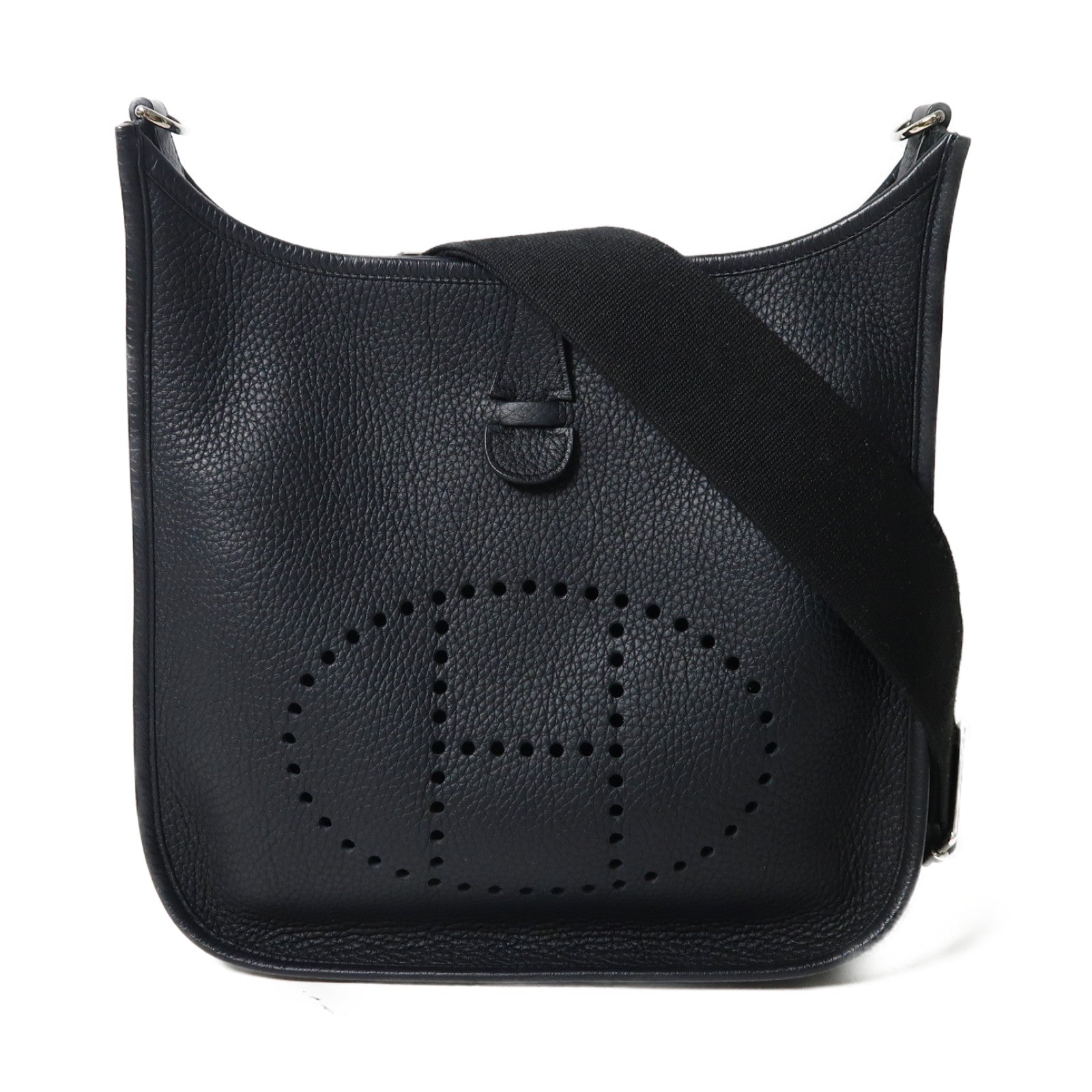 HERMES Clemence皮革Evelyne PM銀扣肩背袋粉紅色