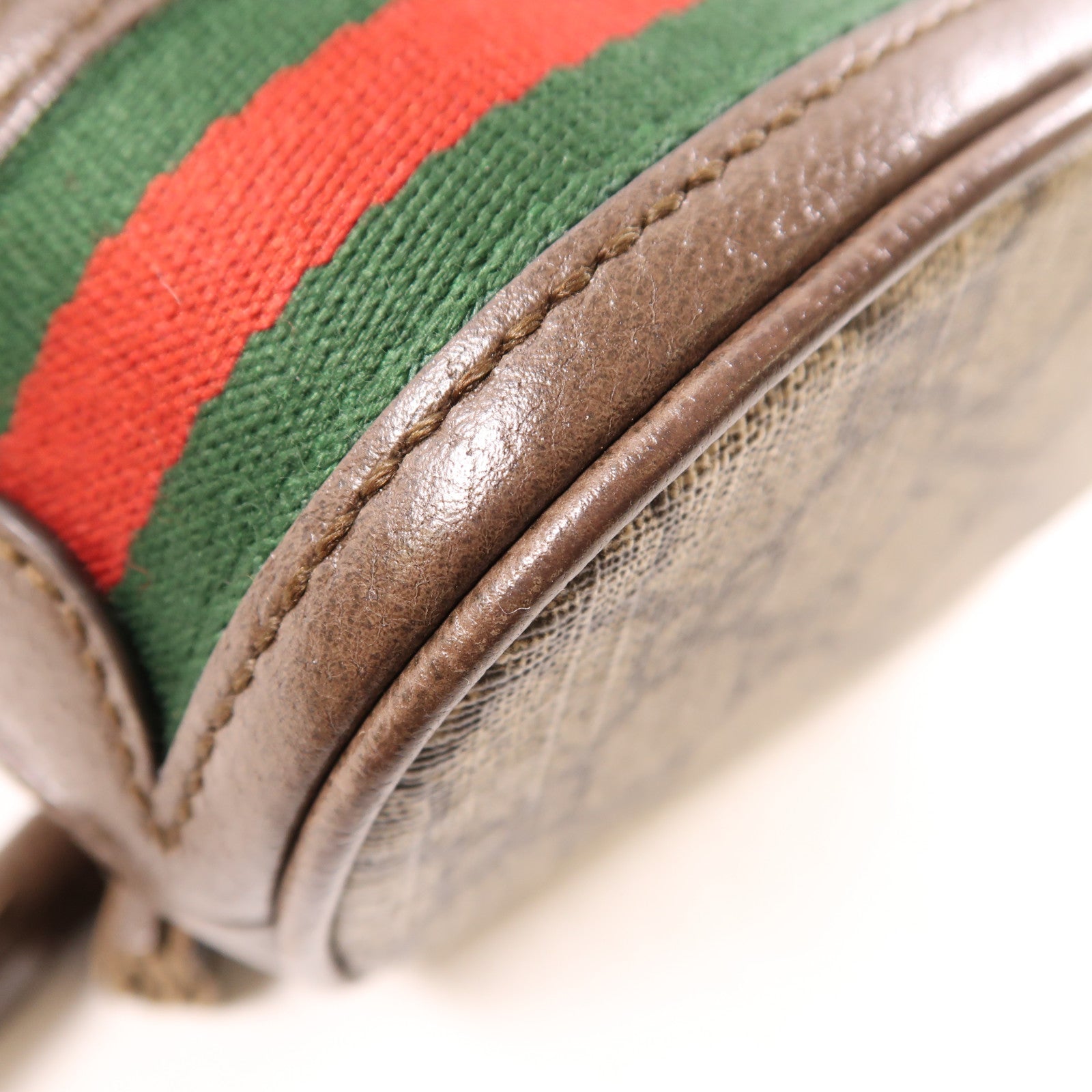 GUCCI 塗層帆布Ophidia GG金扣肩背袋棕色