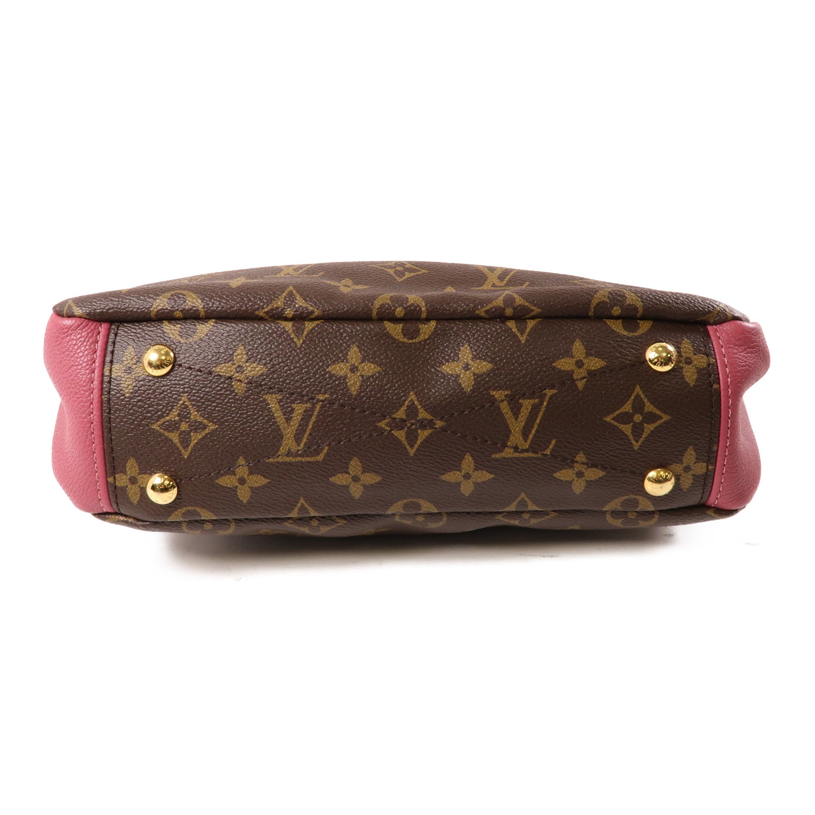 LOUIS VUITTON Monogram Pallas BB金扣手挽肩背兩用袋棕色/紅色