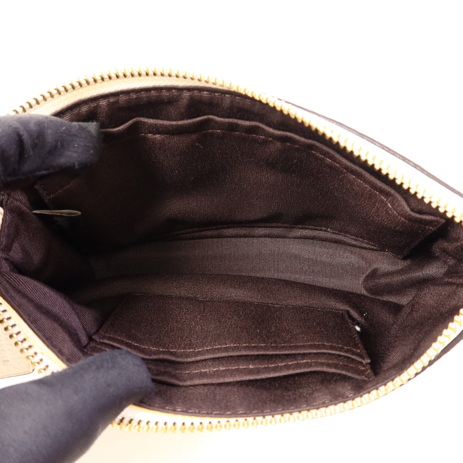 COACH 牛皮皮革Handbag金扣手挽袋