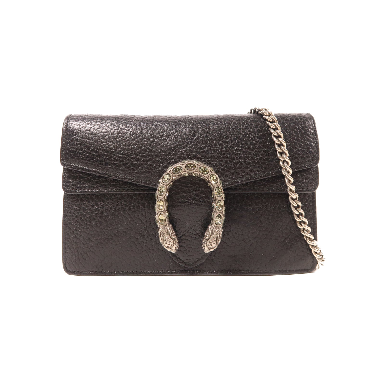 GUCCI GG SHW Dionysus Super Mini Chain Shoulder Bag Leather Black