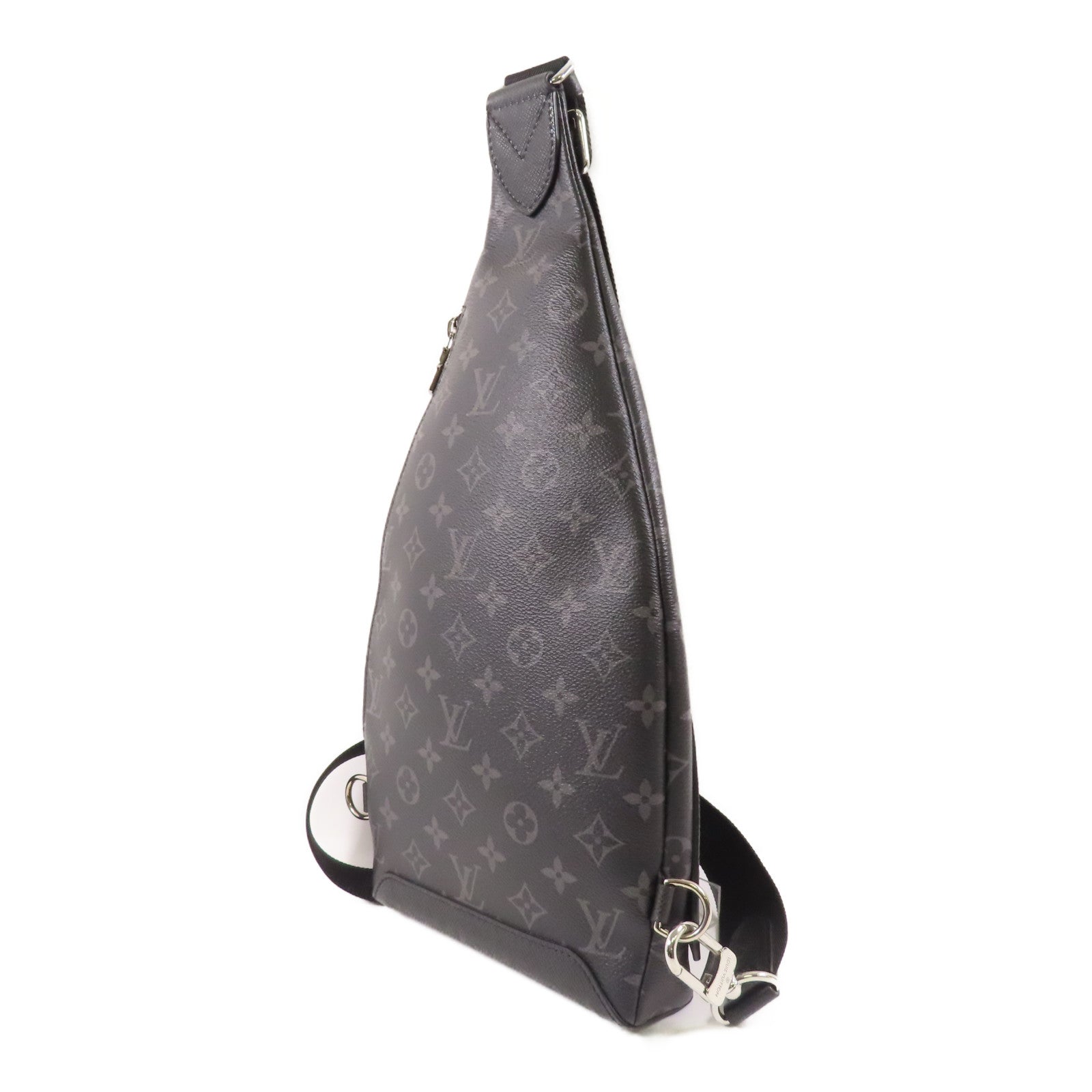 LOUIS VUITTON Monogram/Taiga Duo Slingbag銀扣肩背袋