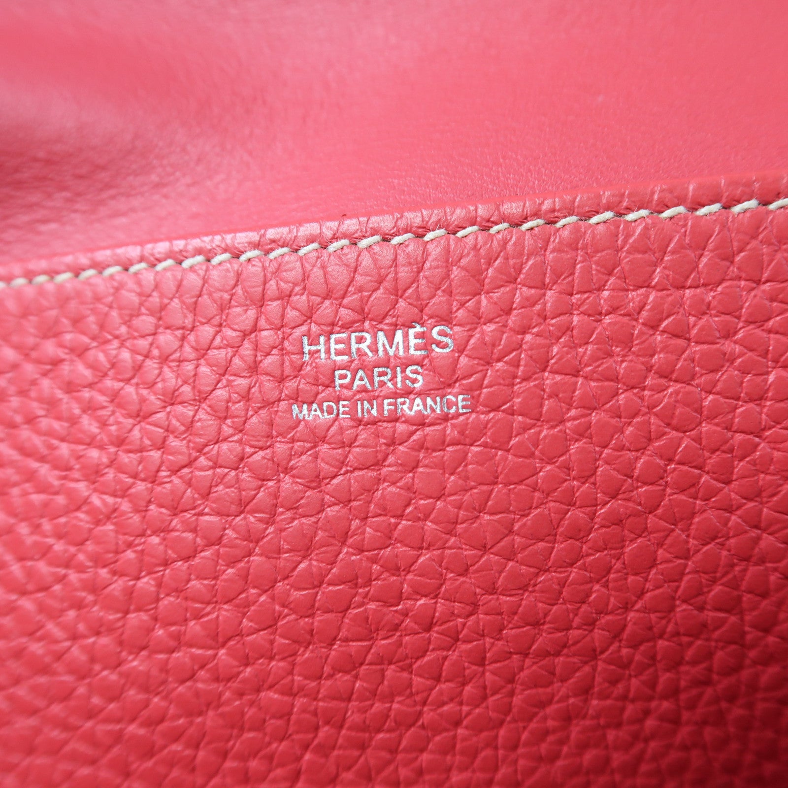 HERMES 【激減優惠】Clemence皮革Halzan 31銀扣手挽肩背兩用袋極緻粉色