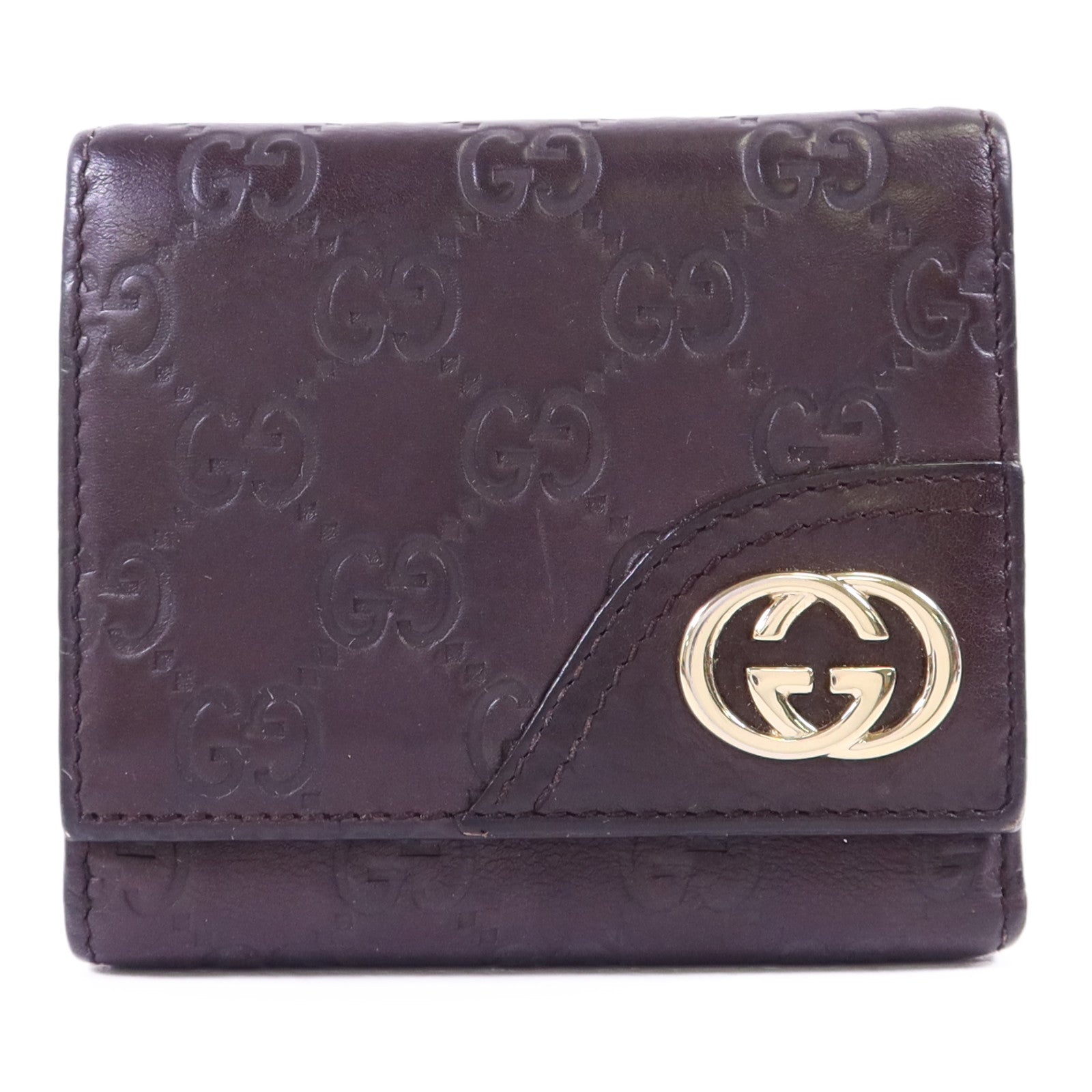 GUCCI 【激減優惠】牛皮皮革GG Trifold Wallet金扣錢包