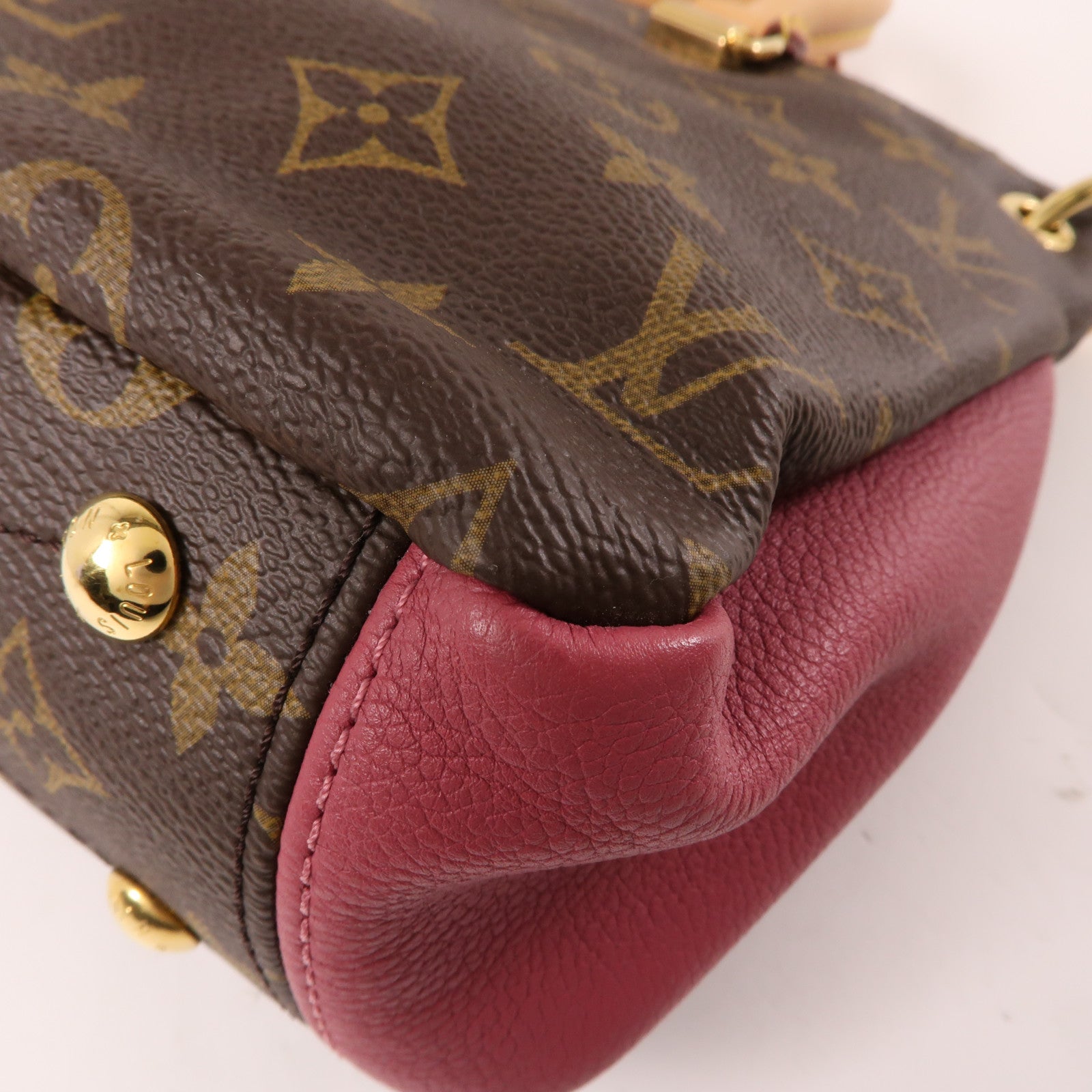LOUIS VUITTON Monogram Pallas BB金扣手挽肩背兩用袋棕色/紅色