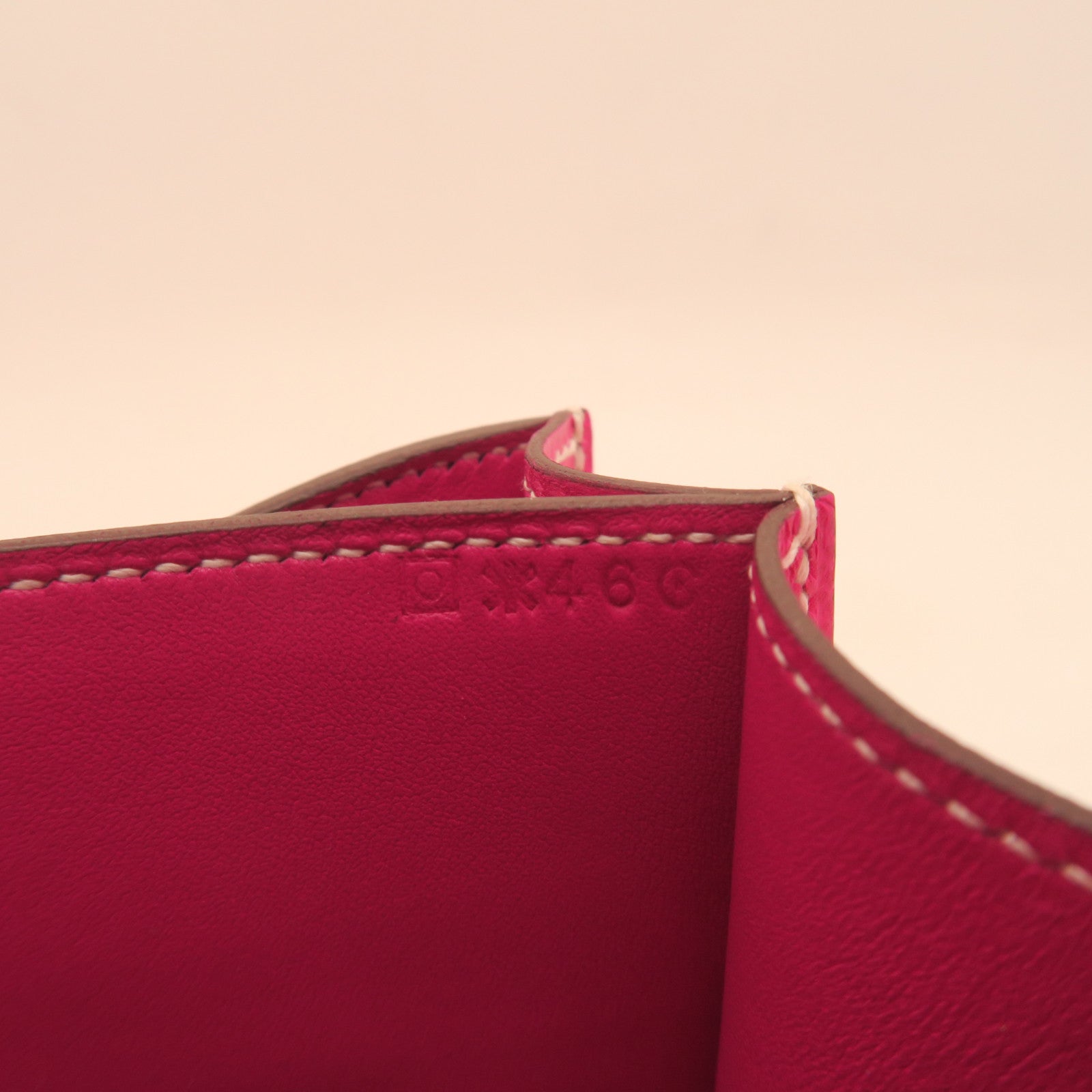 HERMES Epsom Leather Constance Mini Gold Buckle Shoulder Bag Rose