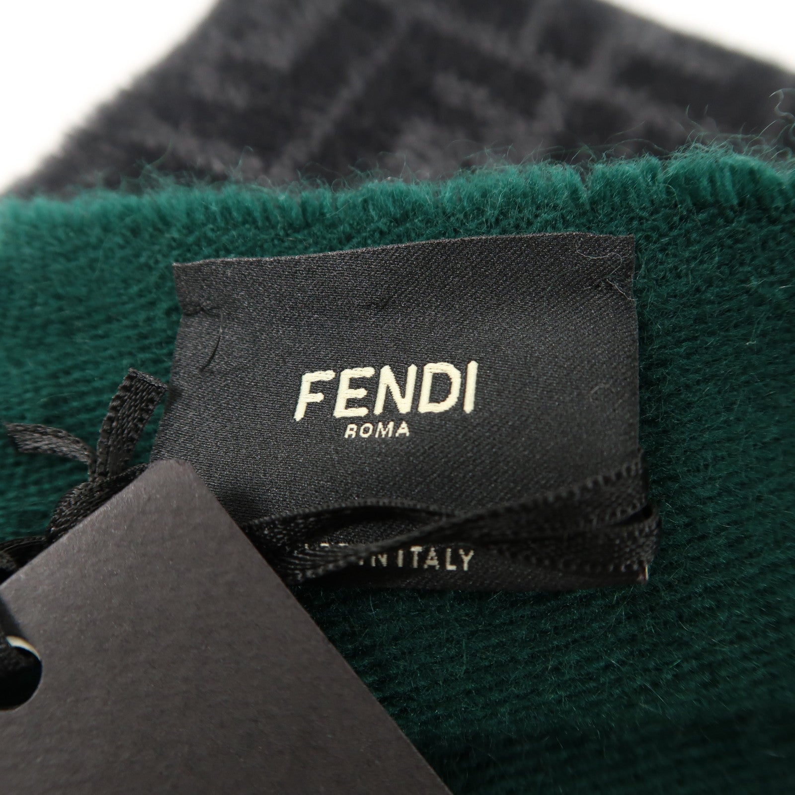 FENDI 羊毛/安哥拉毛Muffler圍巾灰色/綠色/黑色