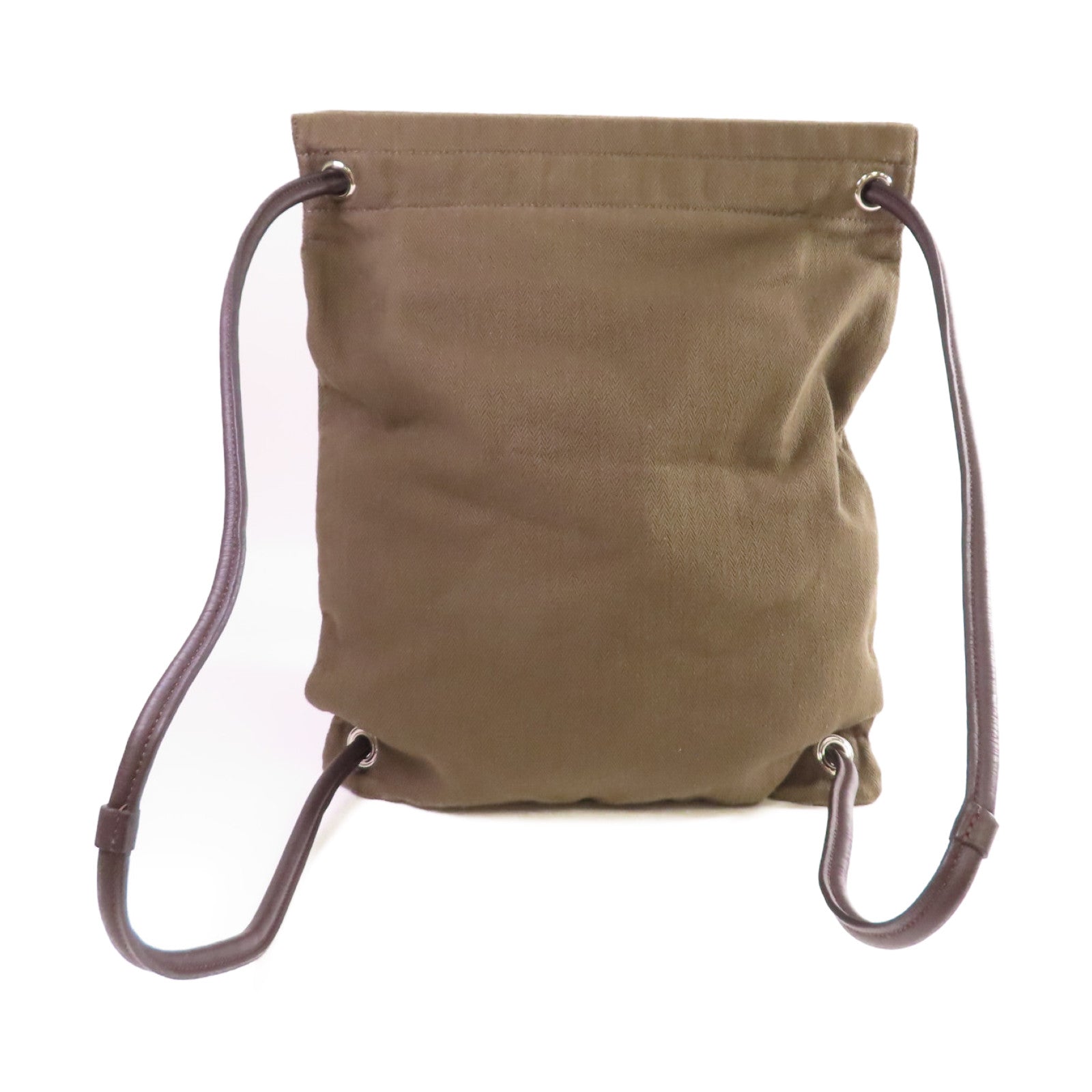 HERMES Toile Chevrons帆布Aline Backpack銀扣背包軍綠色