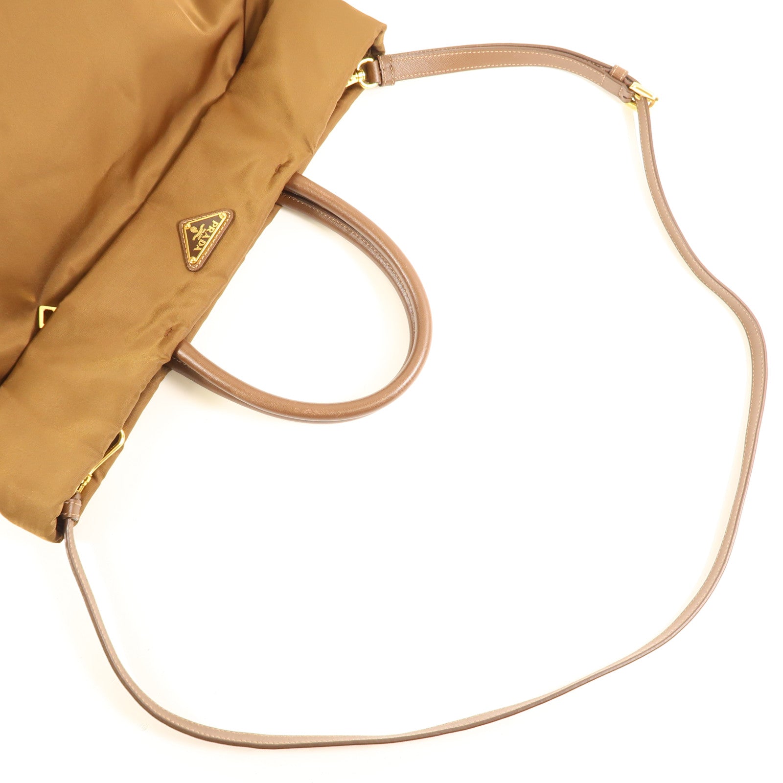 PRADA GHW 2way Shoulder Handbag BN2531 Nylon Brown