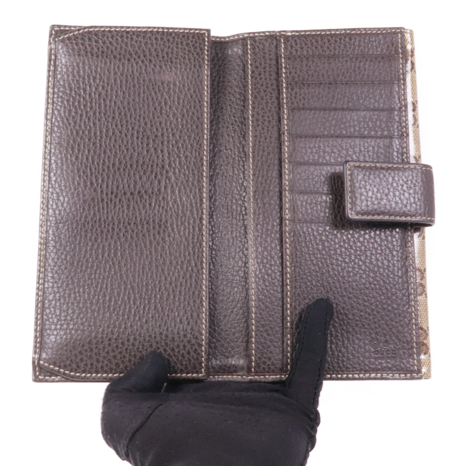 GUCCI 塗層帆布Long Wallet金扣長錢包