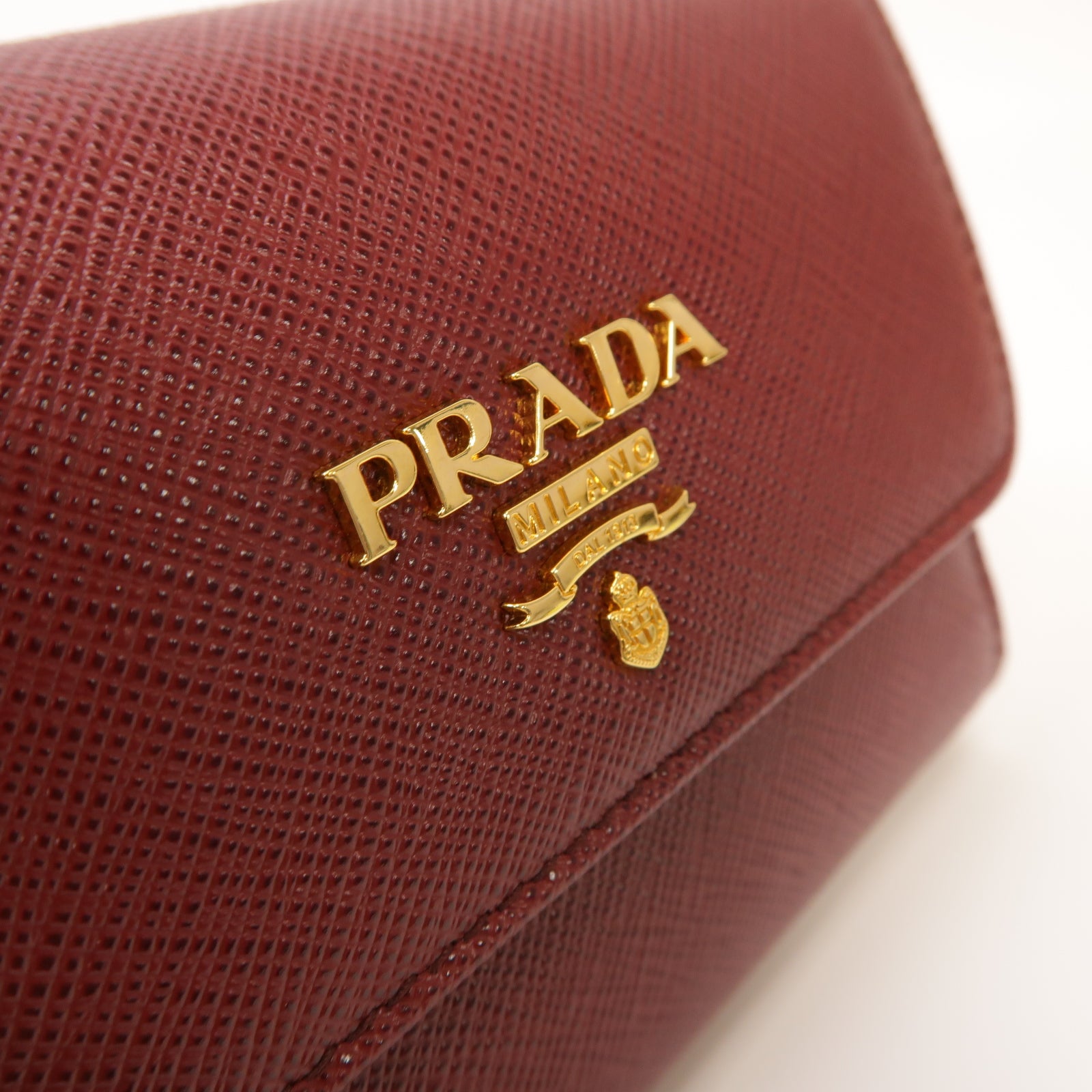 PRADA 牛皮皮革Wallet金扣錢包紅色