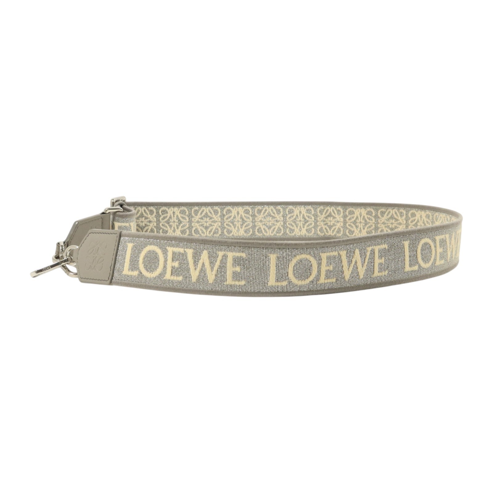 LOEWE 帆布/牛皮皮革Anagram Bag Shoulder Strap銀扣肩帶
