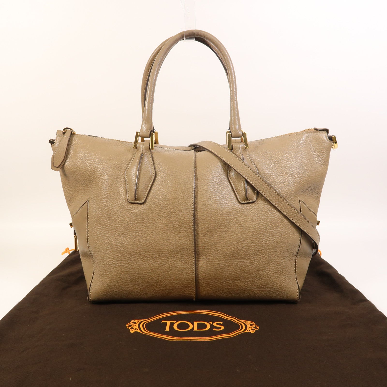 TOD'S 【激減優惠】牛皮皮革2 Way Shoulder金扣手挽肩背兩用袋