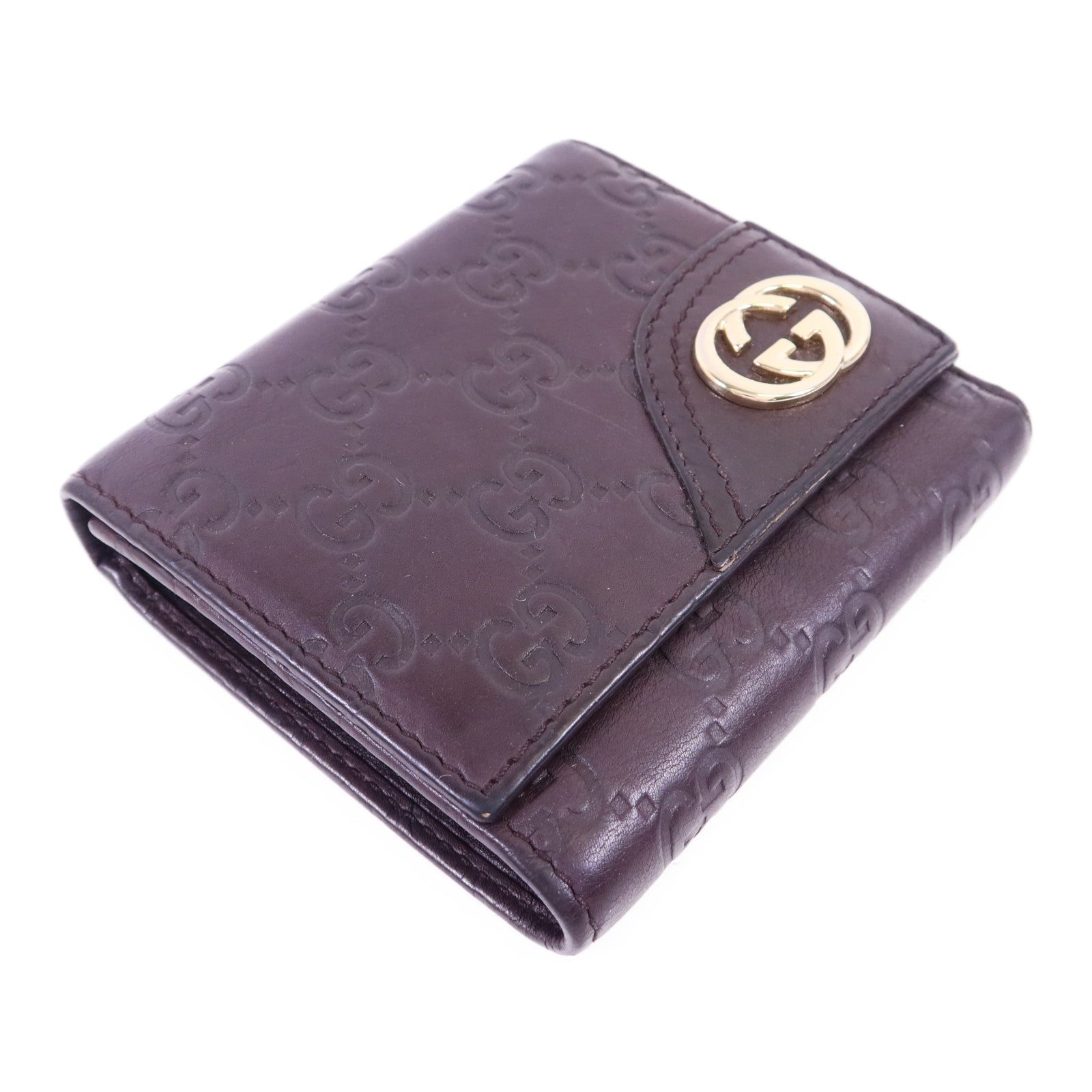 GUCCI 【激減優惠】牛皮皮革GG Trifold Wallet金扣錢包