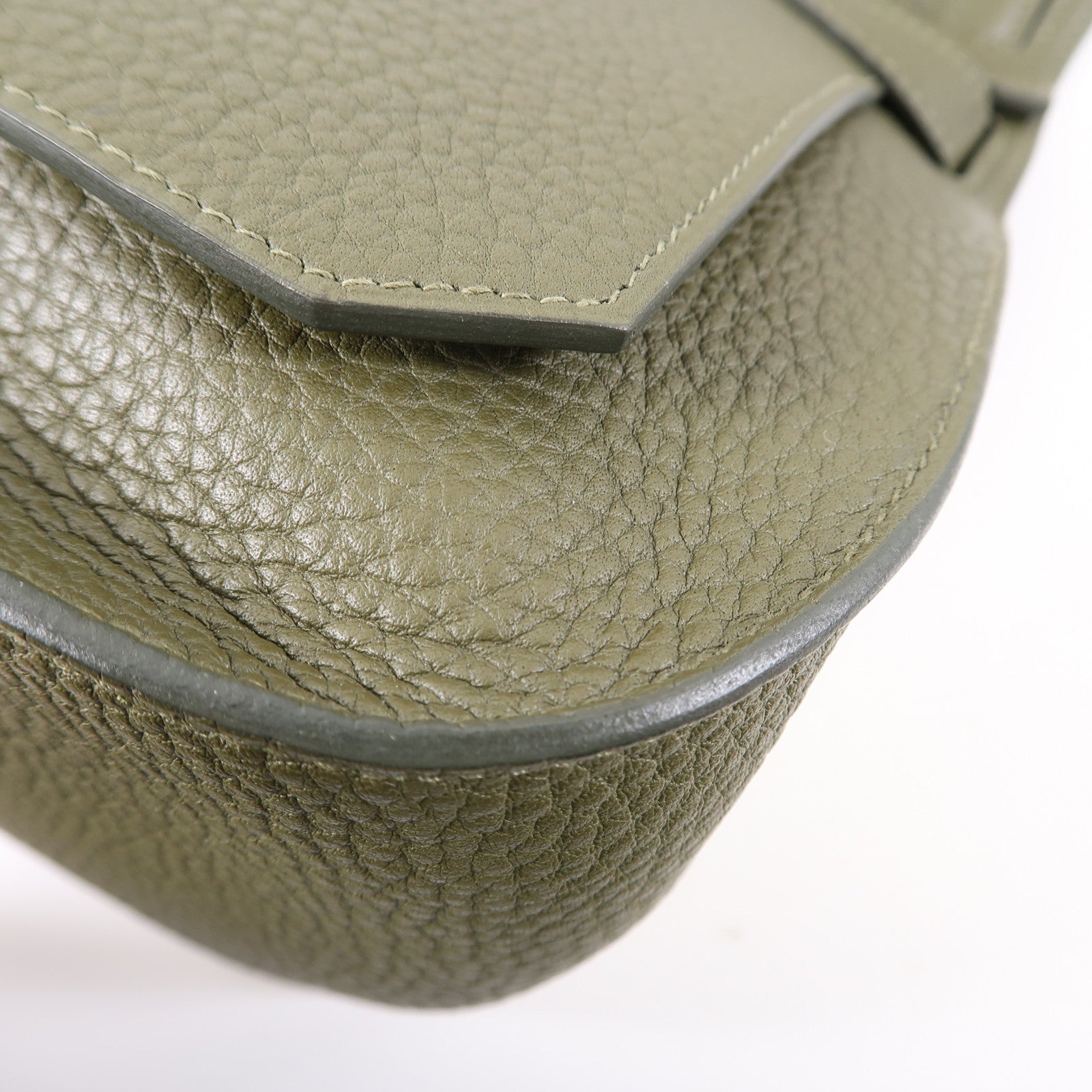 HERMES Clemence皮革Jypsiere 31銀扣肩背袋Vert Veronese綠色
